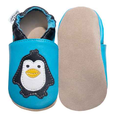 HOBEA-Germany Kinderschuhe Pinguin klein 16/17 (0 - 6 Monate) Krabbelsohle Krabbelschuh handgefertigt in der EU