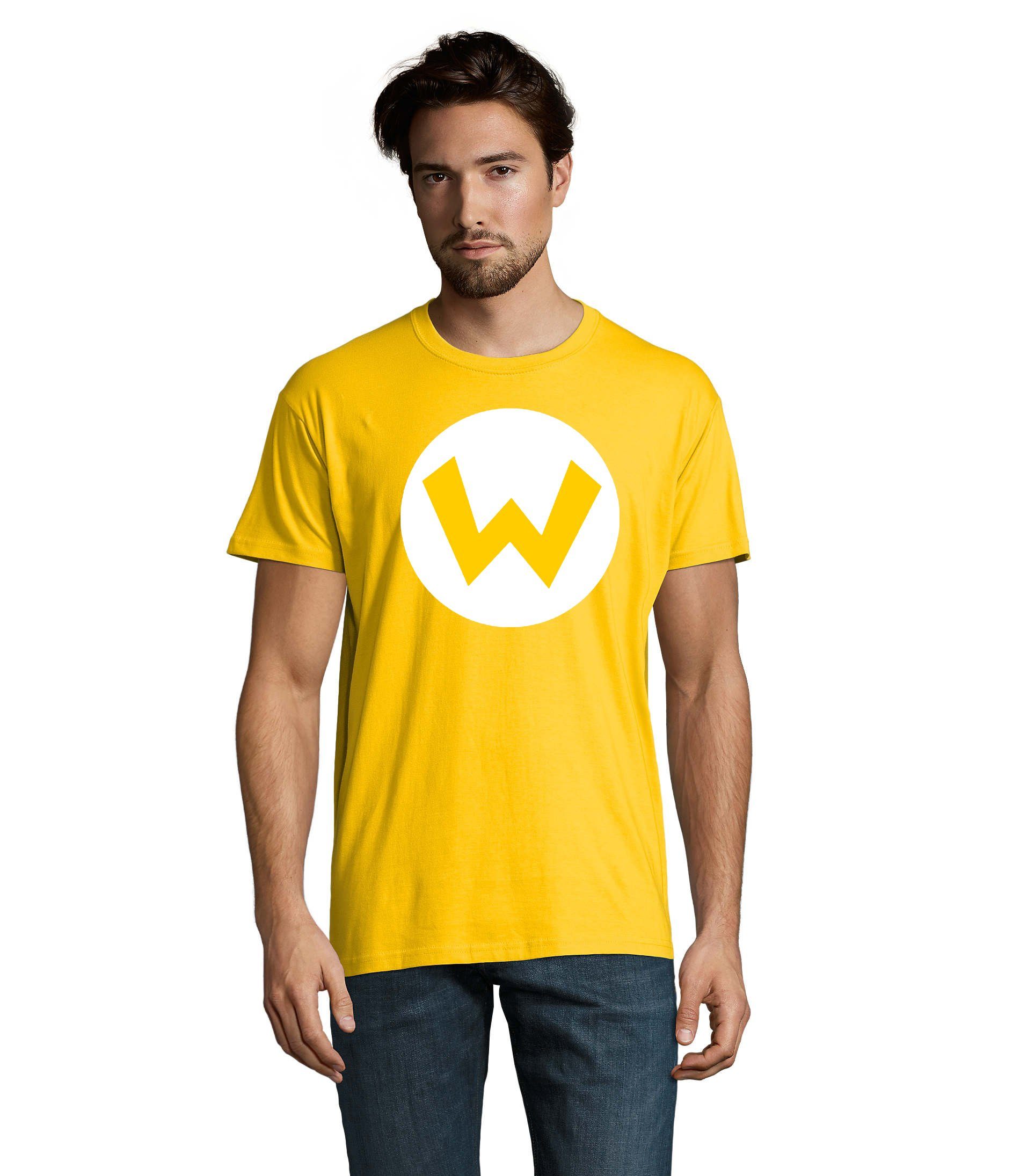 Blondie & Brownie T-Shirt Herren Mario Luigi Logo Shirt Nintendo Gaming Yoshi Luigi Wario (Gelb)