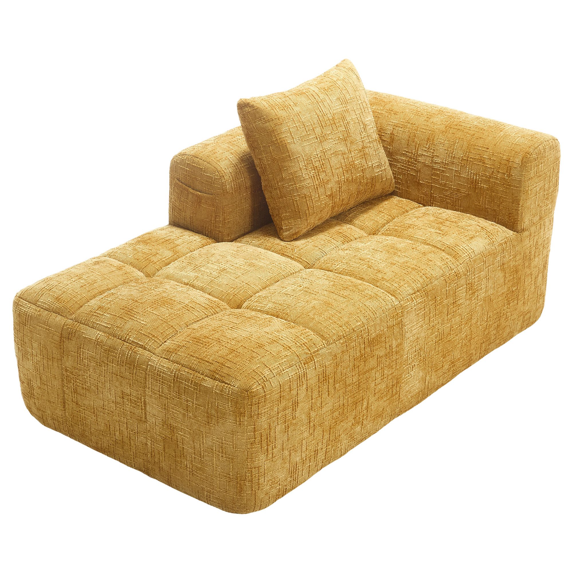 muvano Ecksofa Sektionssofa L-Sofa Chenille-Sofa mit Chaiselongue modulares Sofa, 1-Sitzer 158cm