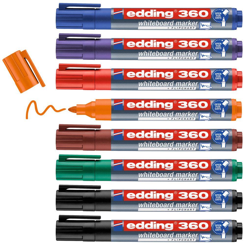 edding Whiteboard Marker Edding 4-360-8-S2999 Whiteboardmarker Set Schwarz, Rot, Blau, Grün, O