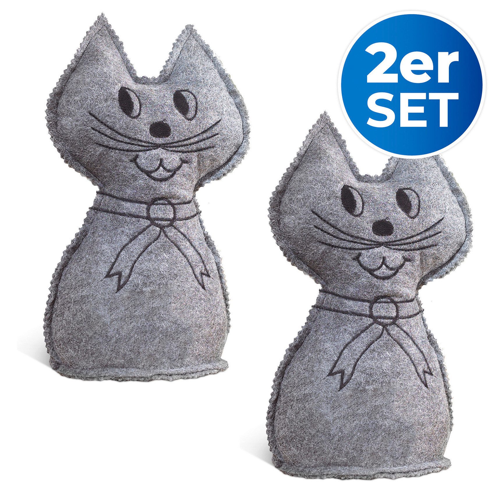 WENKO Luftentfeuchter Katze, 2er Set, geräuschlos, ohne Strom, auch als Türstopper verwendbar