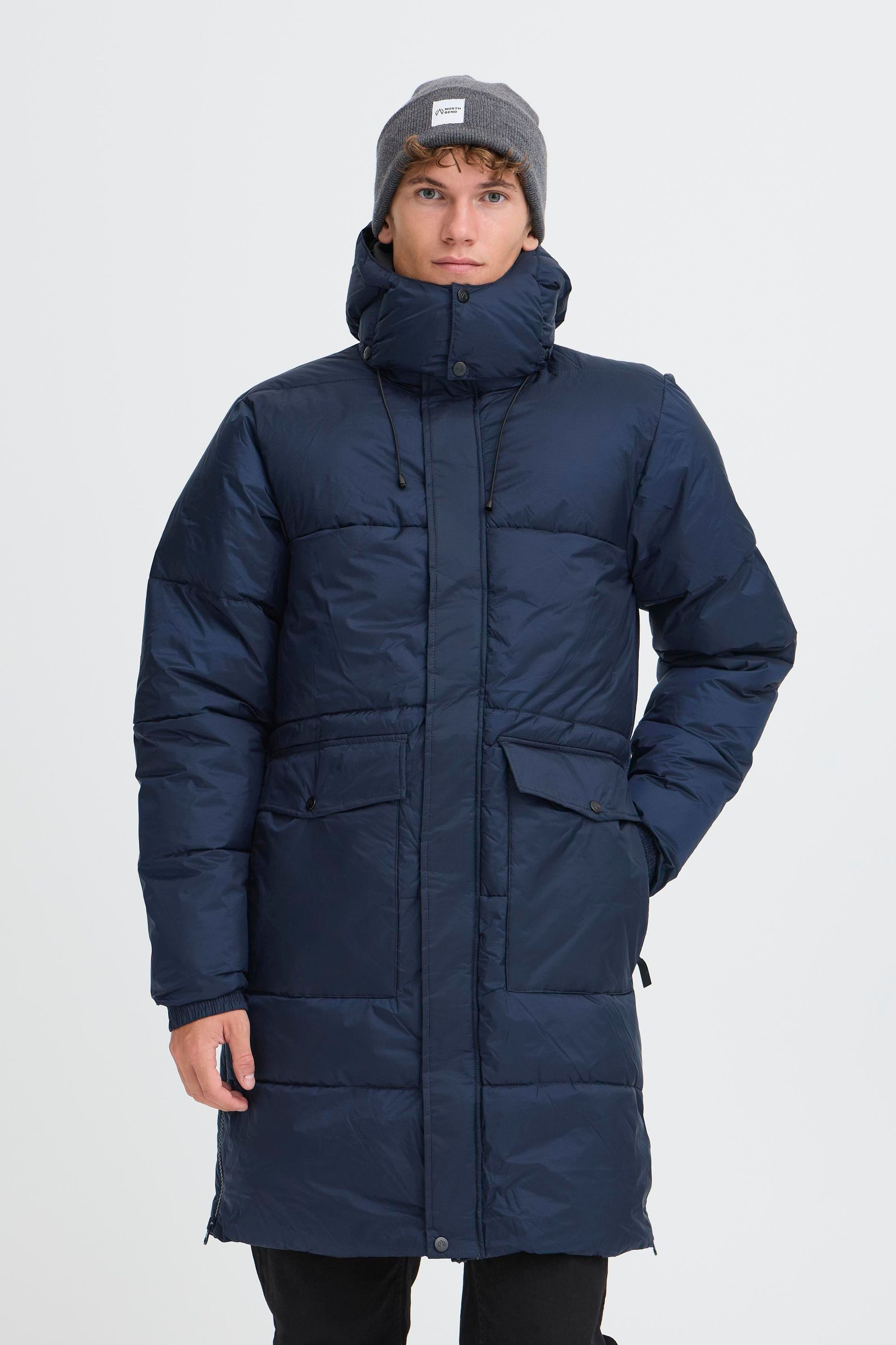 North Bend Steppmantel NBAmaro M Puffer Jacket Modischer Steppmantel mit seitlichen Reißverschlüssen und Kinnschutz
