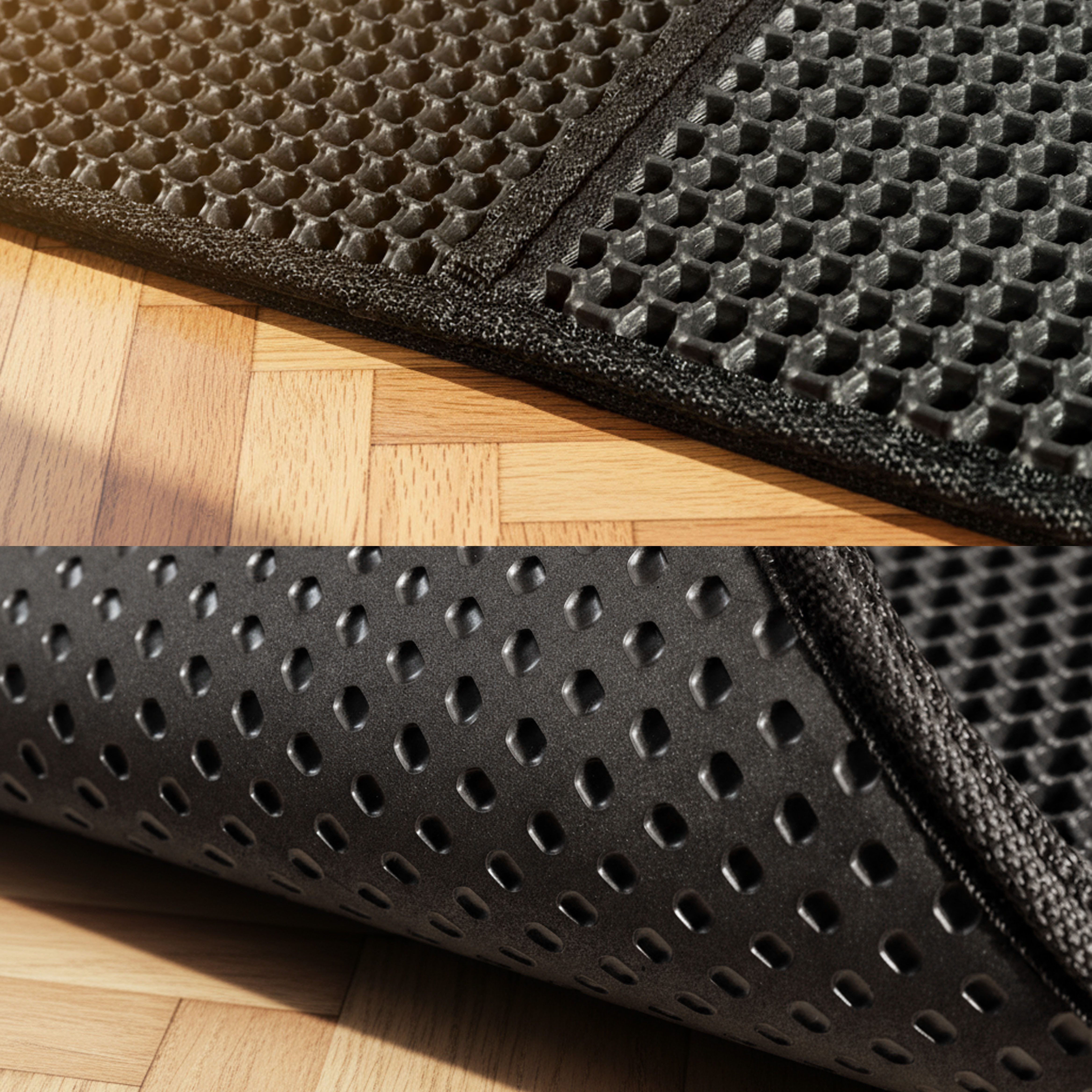 belviona Bodenschutzmatte für Katzentoiletten, Katzenstreumatte 61x38 cm, schwarz, rutschfest, 1-St., EVA-Matte im Bienenwabenmuster, wasserdicht & pflegeleicht – Bild 3 von 5