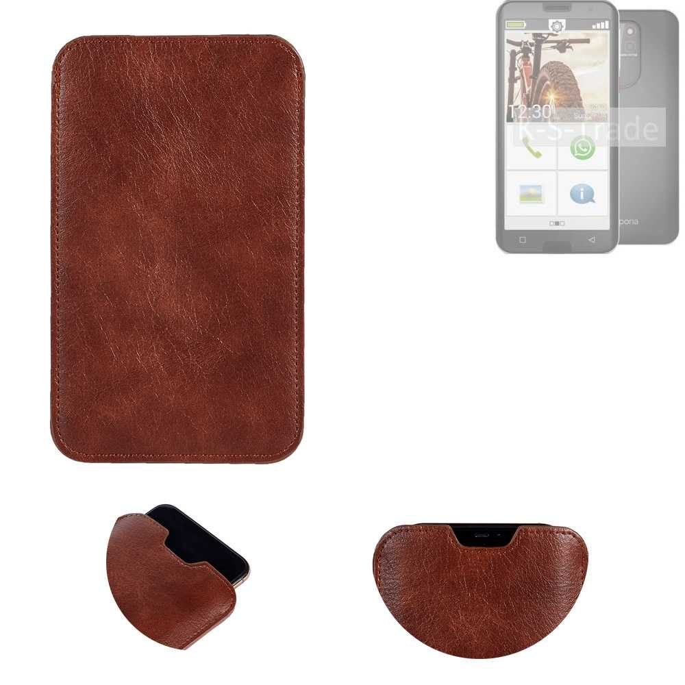 K-S-Trade Handyhülle für Emporia smart.5, Schutzhülle Handyhülle Handytasche Kunstleder Sleeve in braun