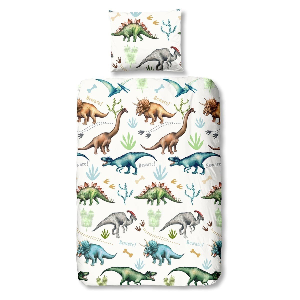 TRAUMSCHLAF Bettwäsche Dinosaurier, Renforce, 2 teilig, aus glatter 100% Baumwolle