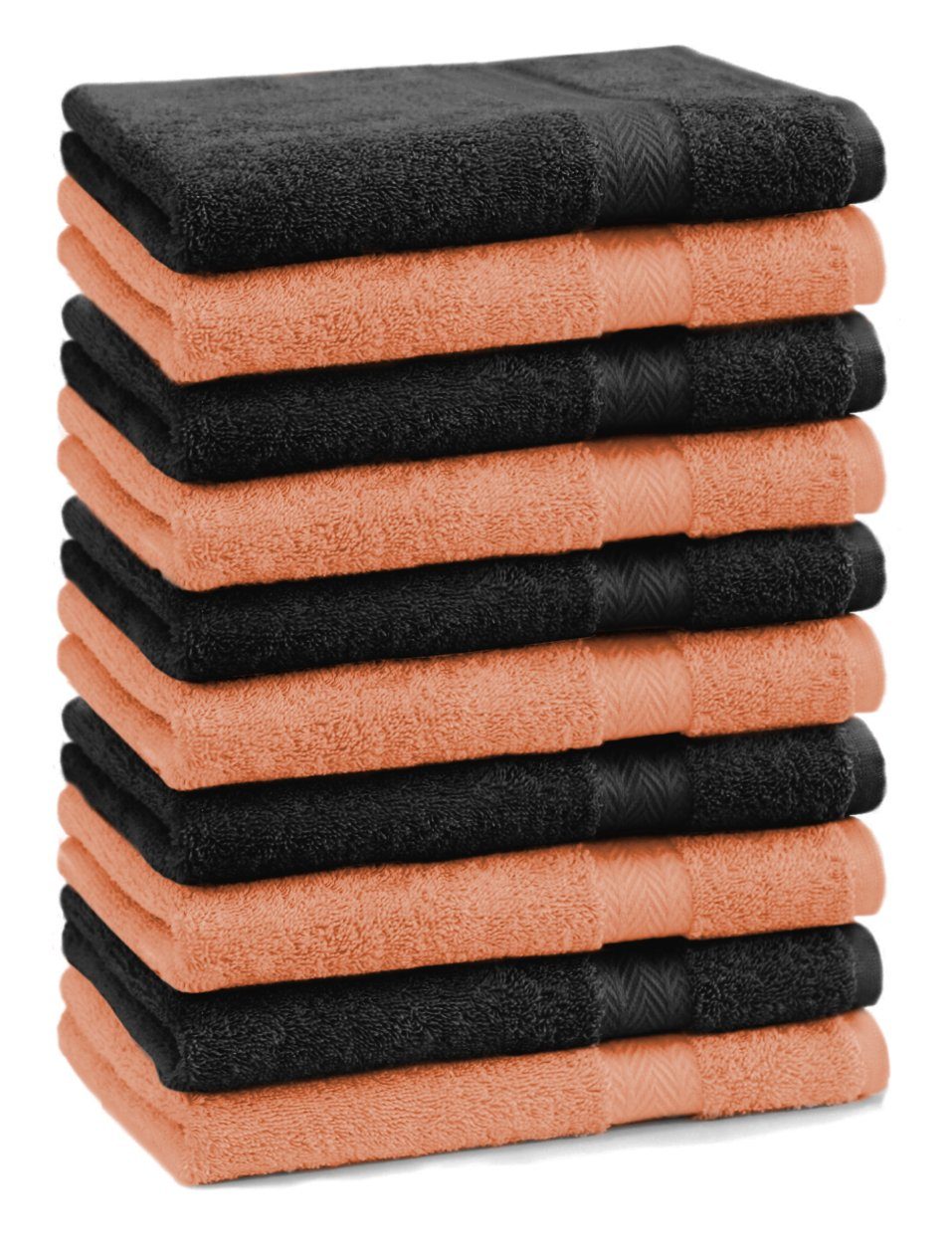 Betz Gästehandtücher 10 Stück Baumwolle30x50 orange/schwarz, 100% Premium 100% Baumwolle Gästetücher cm