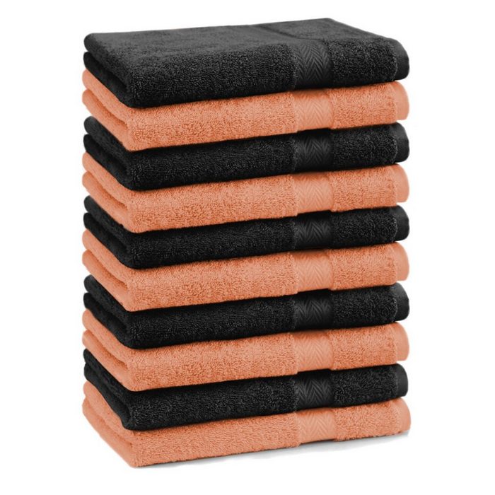 Betz Gästehandtücher 10 Stück Gästetücher Premium 100% Baumwolle30x50 cm orange/schwarz 100% Baumwolle