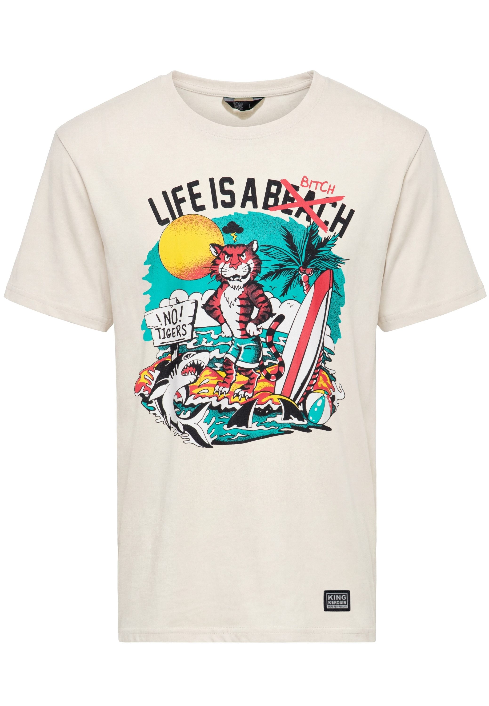 KingKerosin Print-Shirt Life Is A Bitch (1-tlg) mit farbenfrohem Print