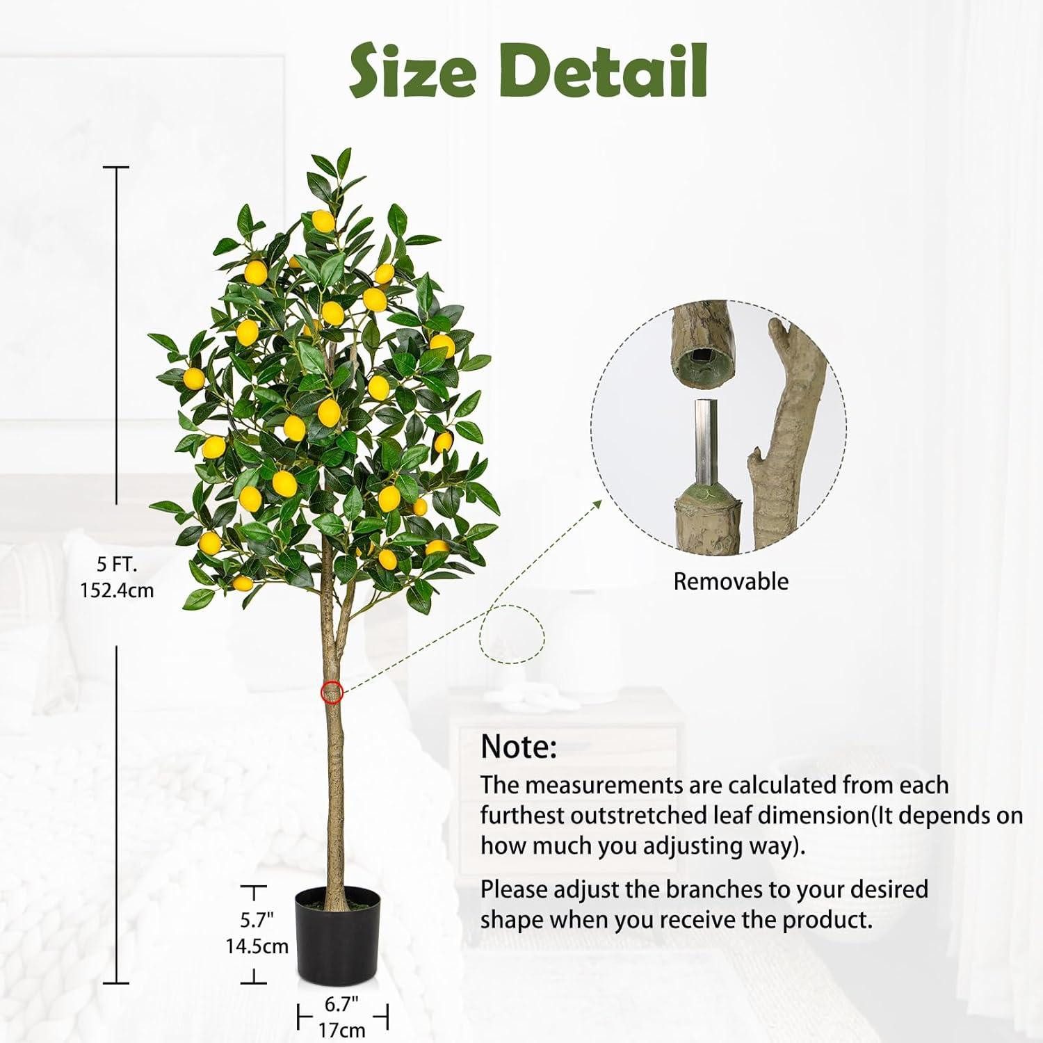 LuxusKollektion Dekohänger Kunstpflanzen Groß Zitronenbaum 150cm günstig online kaufen