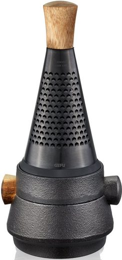 GEFU Küchenreibe »Spicetower X-PLOSION®«, Gusseisen, Edelstahl, Griff aus Akazienholz und Antirutschfuß