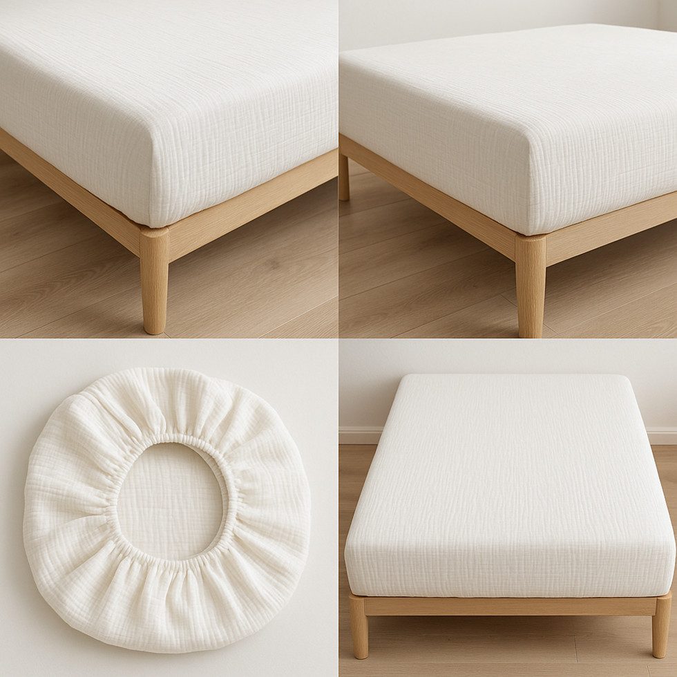 Sandiik Spannbettlaken Bio-Musselin Spannbettlacken mit Gummizug in Weiß, 1 günstig online kaufen