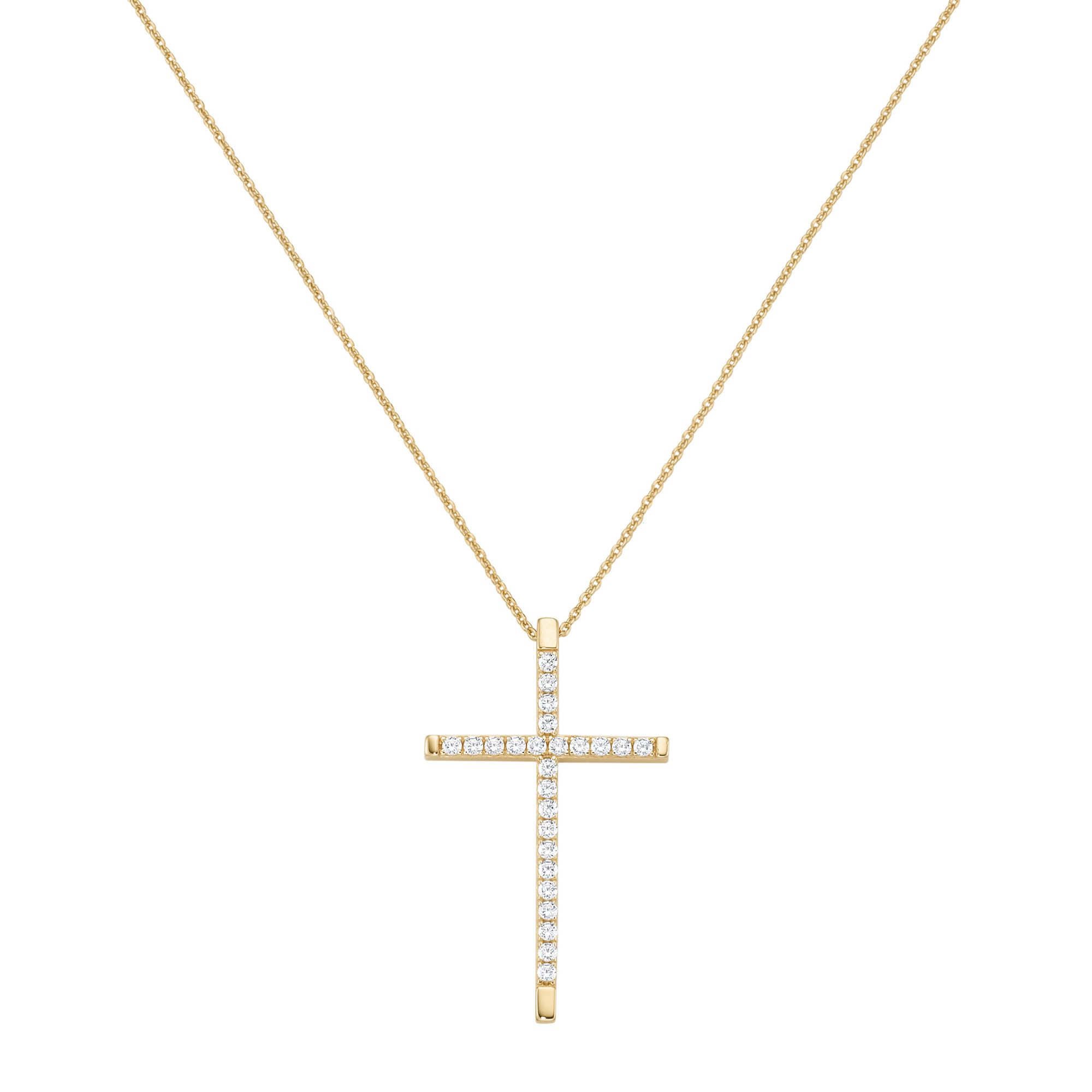 Firetti Kette mit Anhänger Schmuck Geschenk Silber 925 Halsschmuck Ankerkette Kreuz-Anhänger, mit Zirkonia (synth)