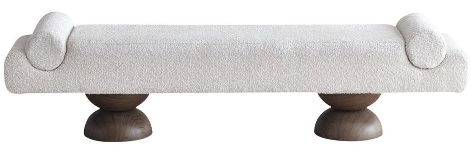 Xlmoebel Bettbank Elegante Weiß Bettbank Polsterbank Holz Textil Modern Schlafzimmer (1-St., 1-tlg)
