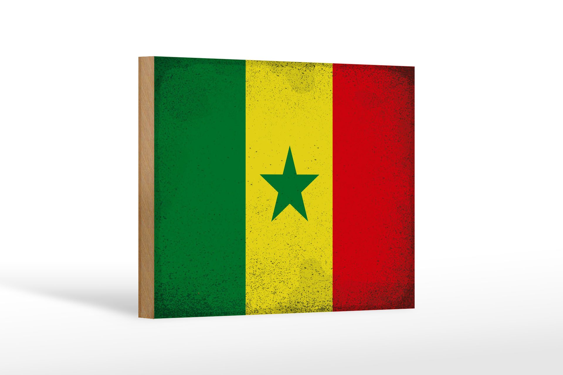 Femer GmbH Holzbild Flagge Senegal 18x12 cm Flag of Senegal Vintage, Flaggen (1 St), Glatte Holzfaserplatte (MDF), vorn beschichtet