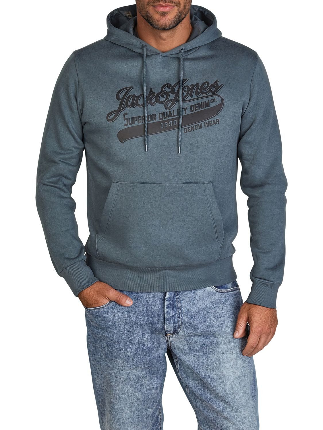Jack & Jones Kapuzenpullover Herren Hoodie JJEADRIAN Regular Fit Longsleeve Sweatshirt mit Kängurutasche