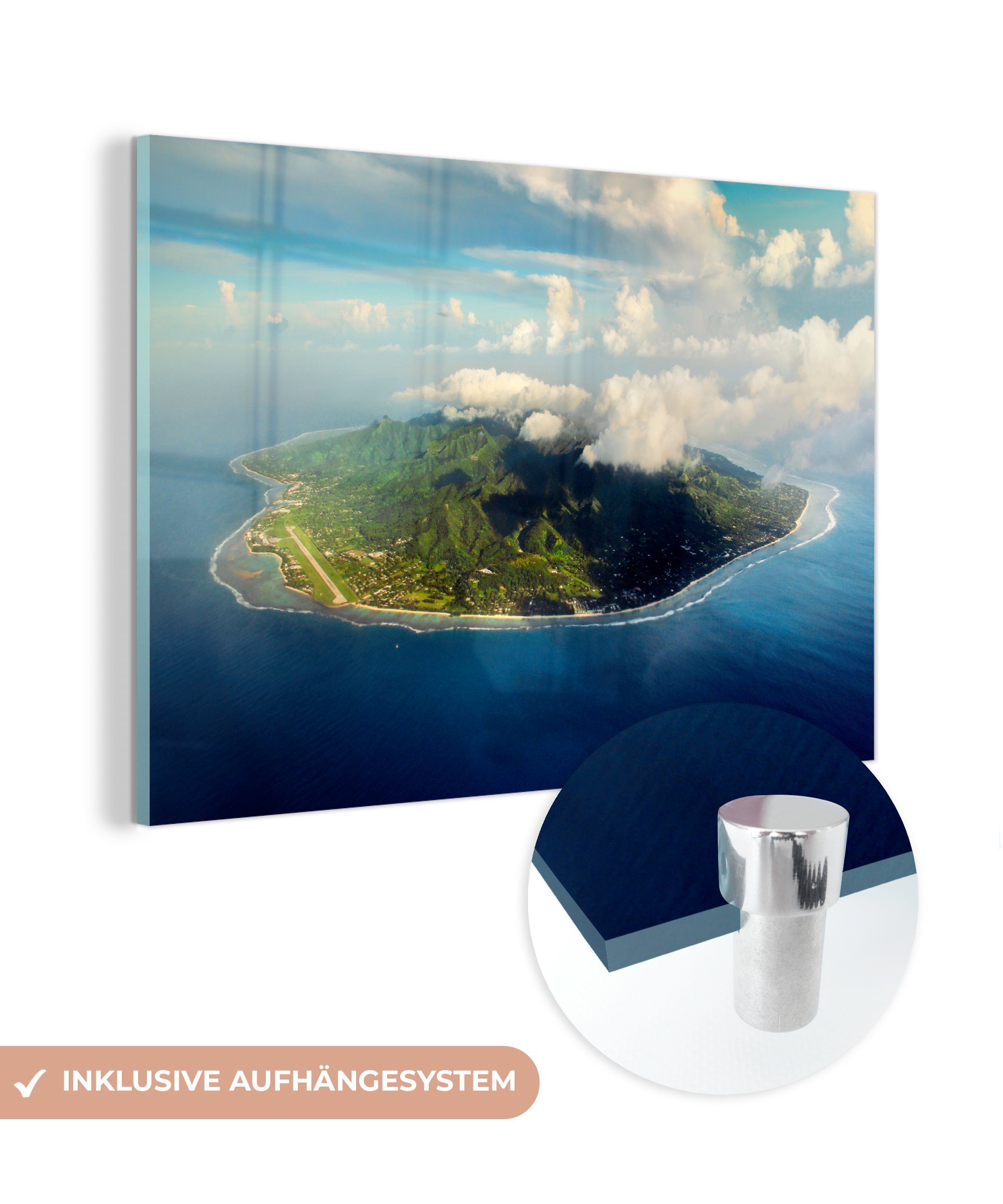 MuchoWow Acrylglasbild & Schlafzimmer Vogelperspektive, der aus Acrylglasbilder Insel St), Wohnzimmer Rarotonga Die (1