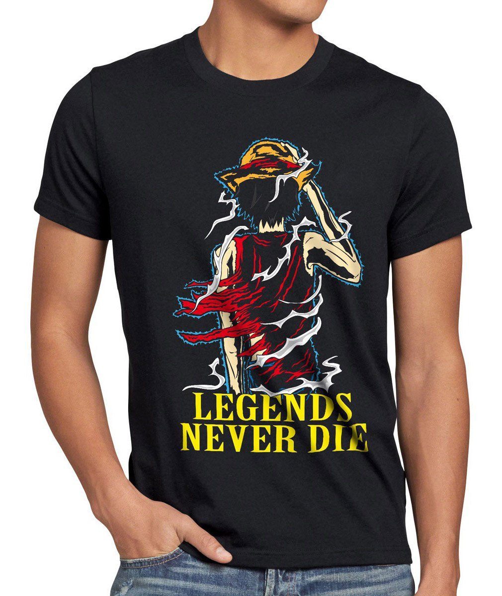 style3 T-Shirt Legends Never Die Luffy Ruffy One Monkey Anime Zoro Piece Pi günstig online kaufen