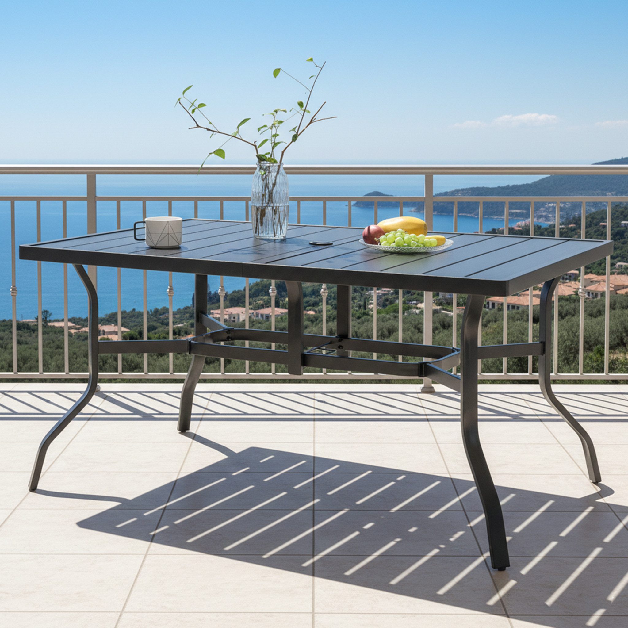 Thanaddo Tischelement Gartentisch – Quadratischer Eisentisch, geeignet für Gärten, Balkone.