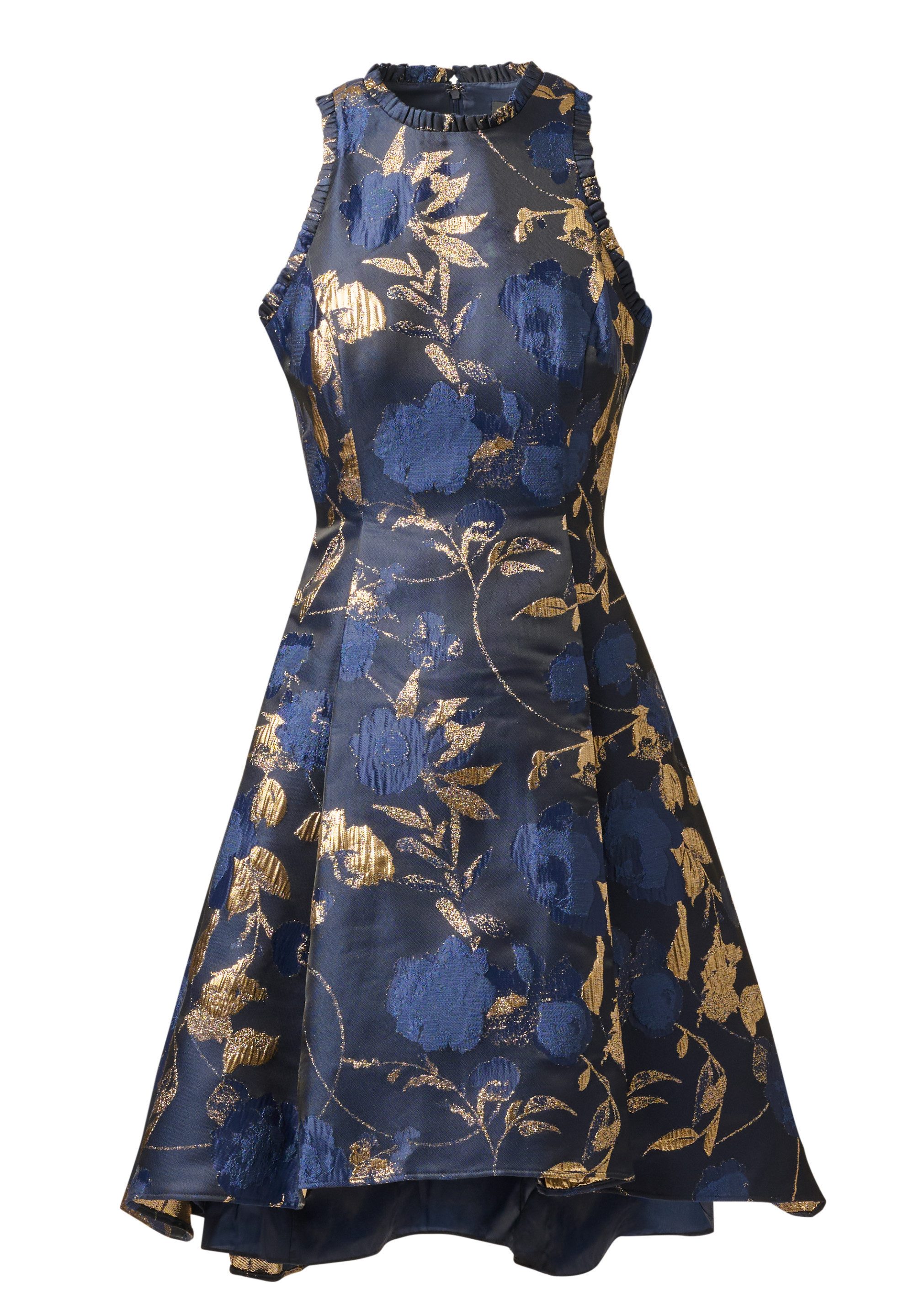 Adrianna Papell Abendkleid Ruffle Jacquard Dress Edler, metallischer Jacquard, Fit-and-Flare-Schnitt