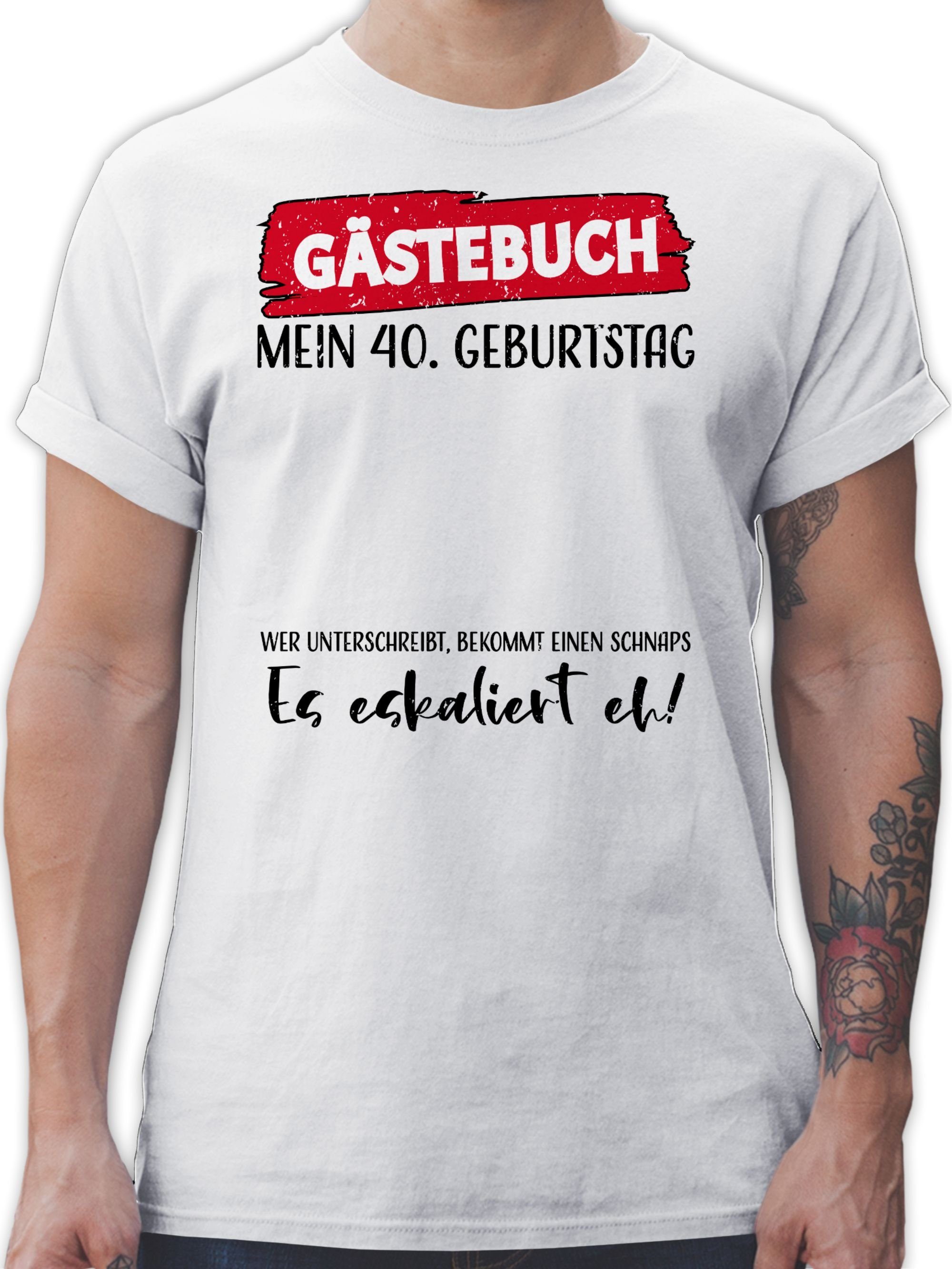 Shirtracer T-Shirt Gästebuch 40. Geburtstag 40. Geburtstag 01 Weiß | T-Shirts