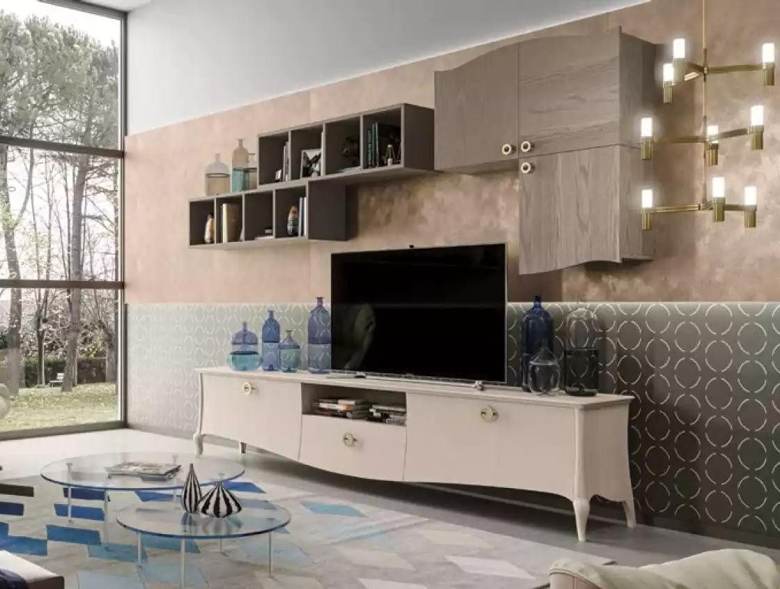 Xlmoebel Wohnwand Moderne Wohnwand aus Holz mit individuellem Stauraum und Design, (Wohnwand), Hergestellt in Europa