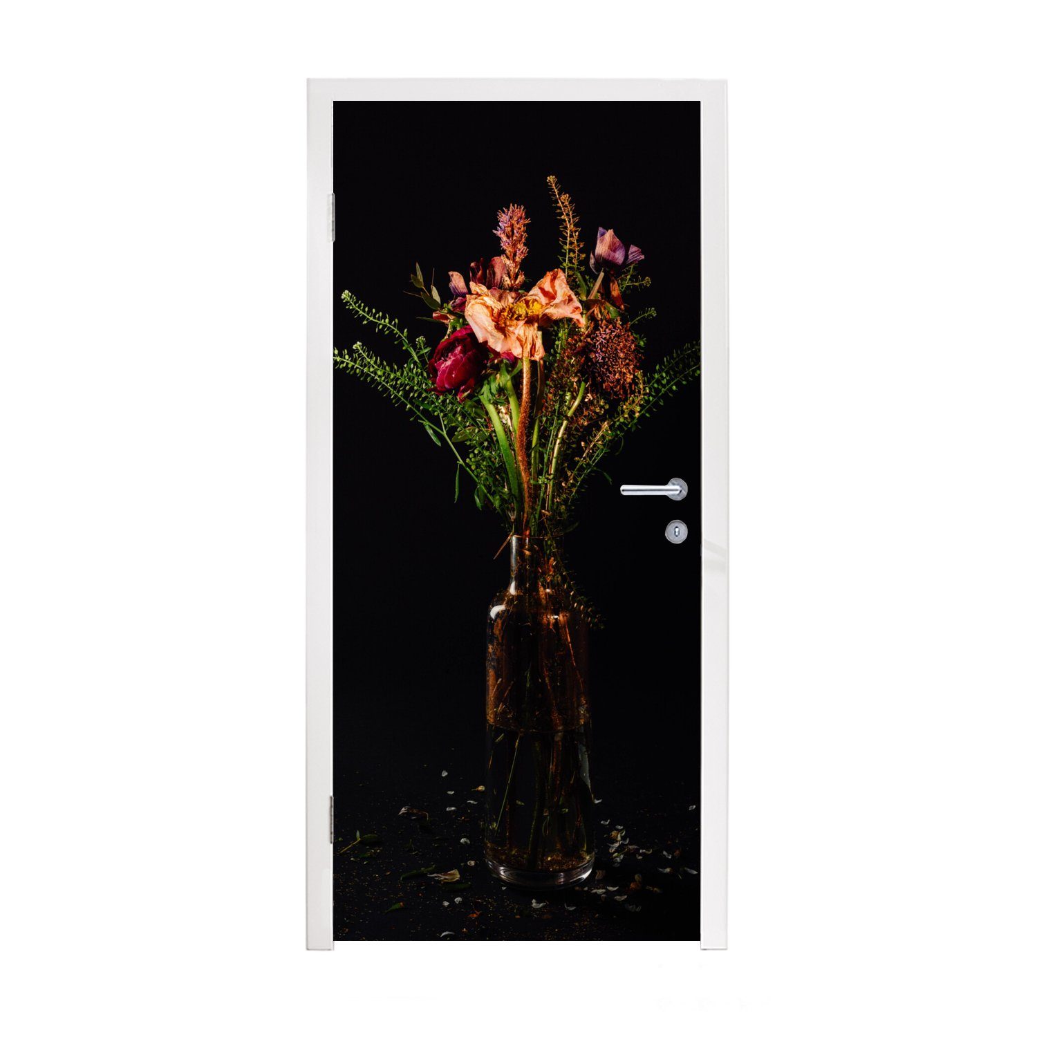 MuchoWow Türtapete Stilleben - Blumen - Vase, Matt, bedruckt, (1 St), Fototapete für Tür, Türaufkleber, 75x205 cm | Türtapeten