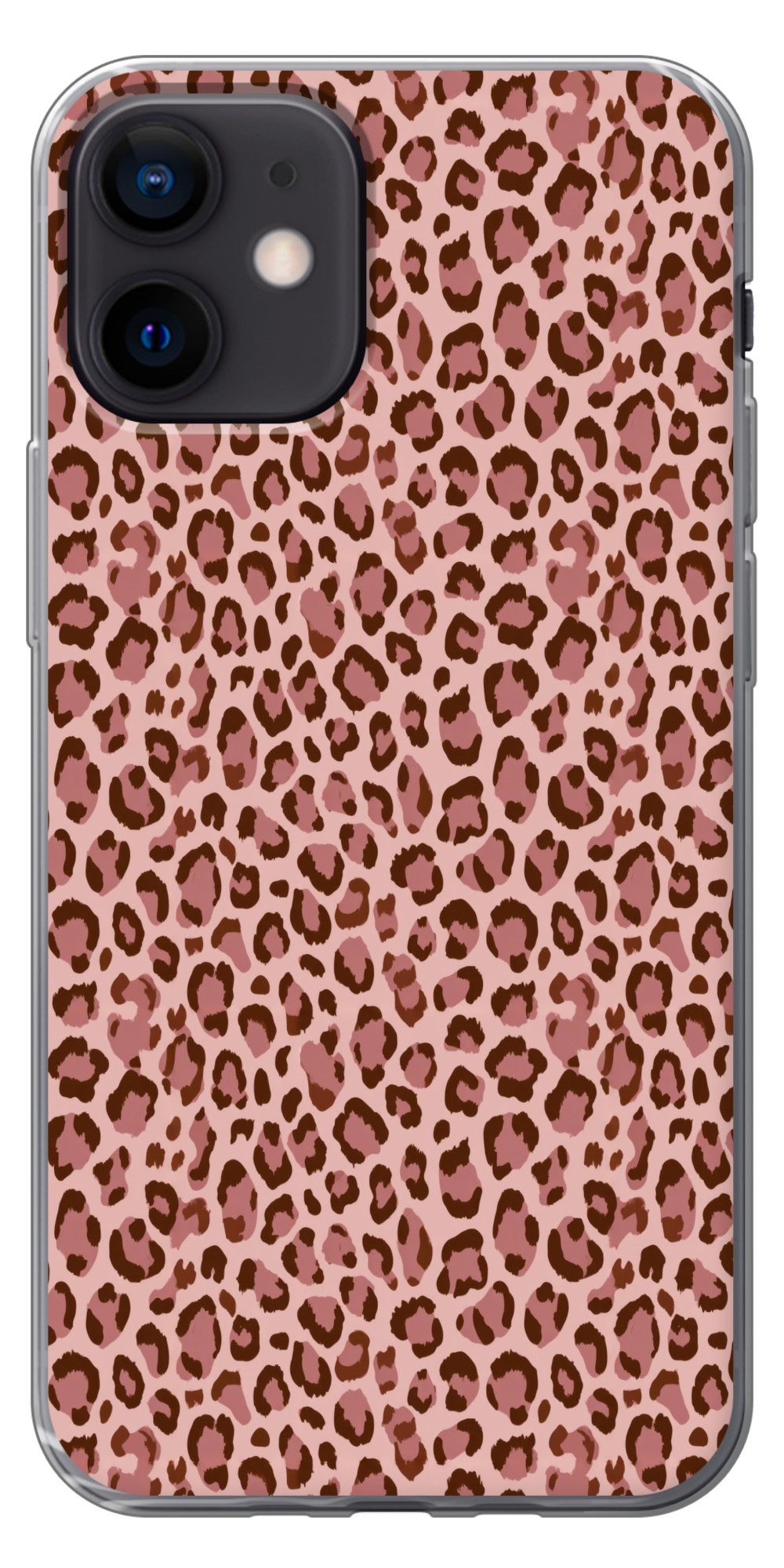 MuchoWow Handyhülle für Apple iPhone 12 Leopard - Muster - Rosa, Smartphone-Bumper, Print, Handy Schutzhülle Dünn