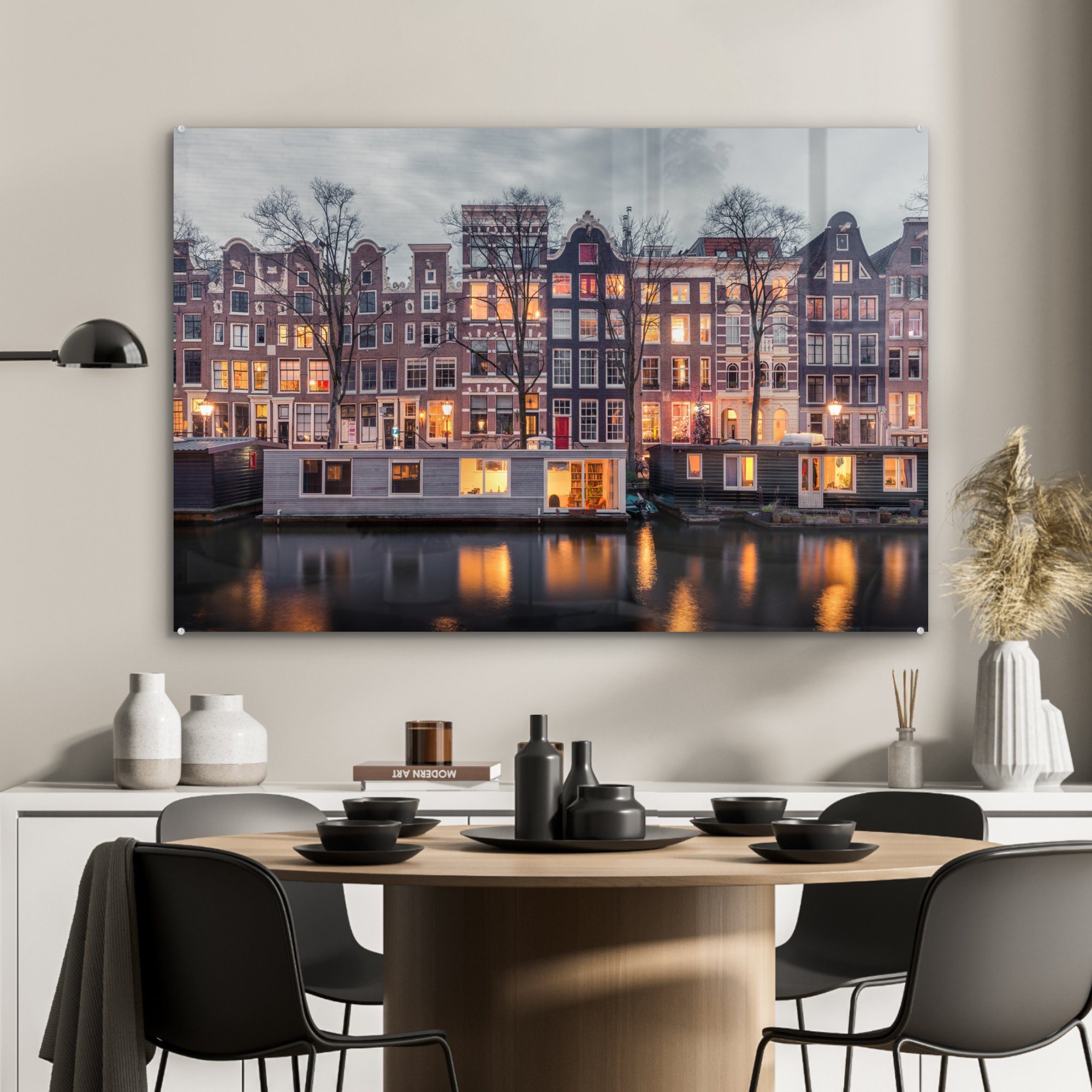 St), & Haus (1 - Wohnzimmer - Amsterdam, Schlafzimmer Acrylglasbilder MuchoWow Licht Acrylglasbild