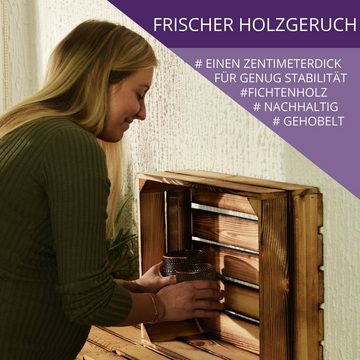 CHICCIE Holzkiste Holzregal Schmalhanz 50x40x15cm - Geflammt 2x kurzes Regal (1 St)