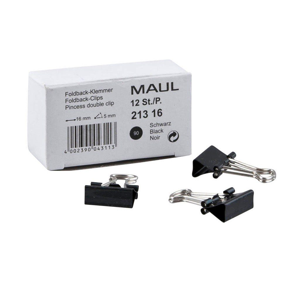 Maul MAUL Foldback-Klammer, schwarz, (B)16 mm, Klemmweite: 5 mm Tintenpatrone