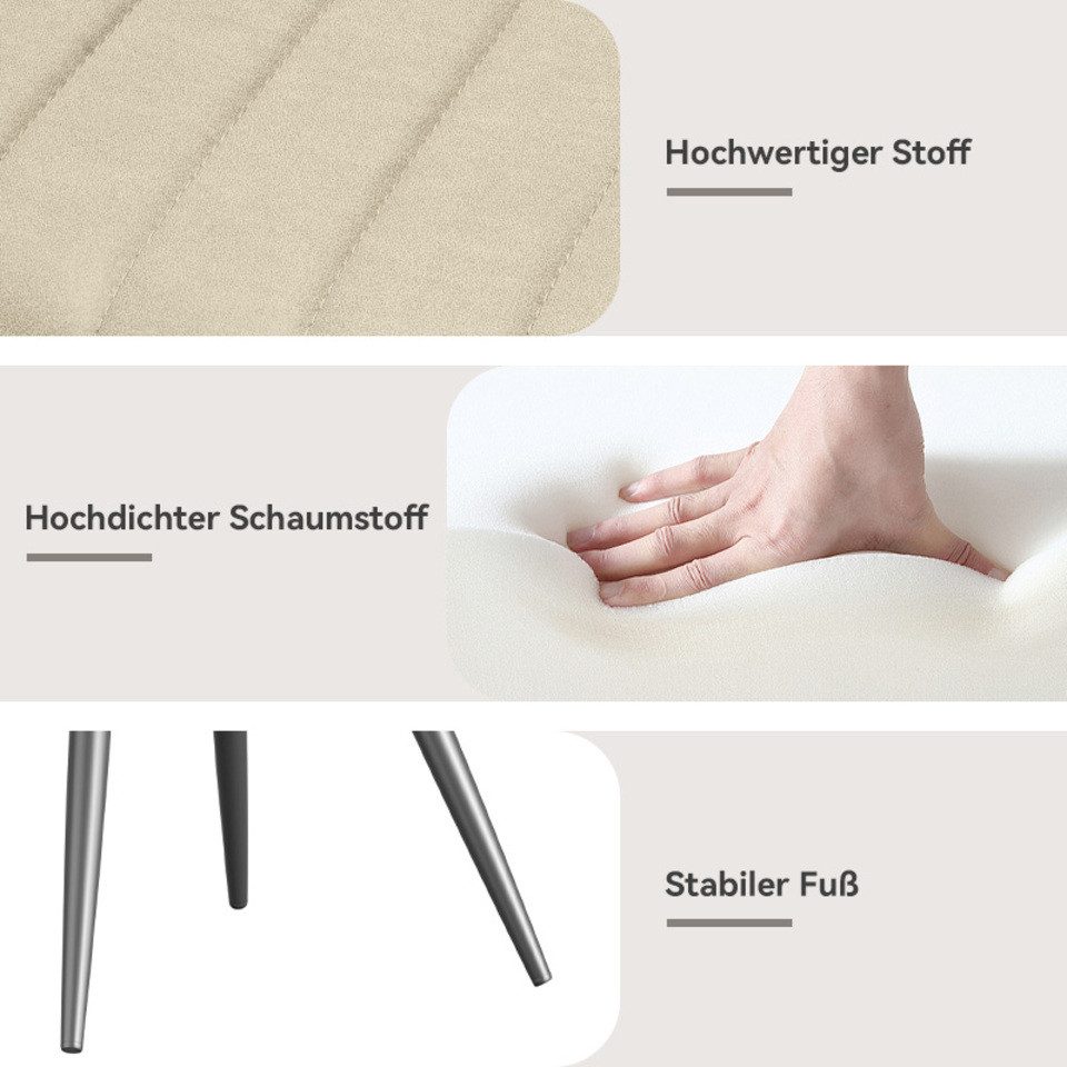 HawthyHome Esszimmerstuhl Stuhlset – Polsterstühle, Moderner Küchenstuhl (4 St), mit Ergonomischer Rückenlehne und Metallbeinen, 4er Set
