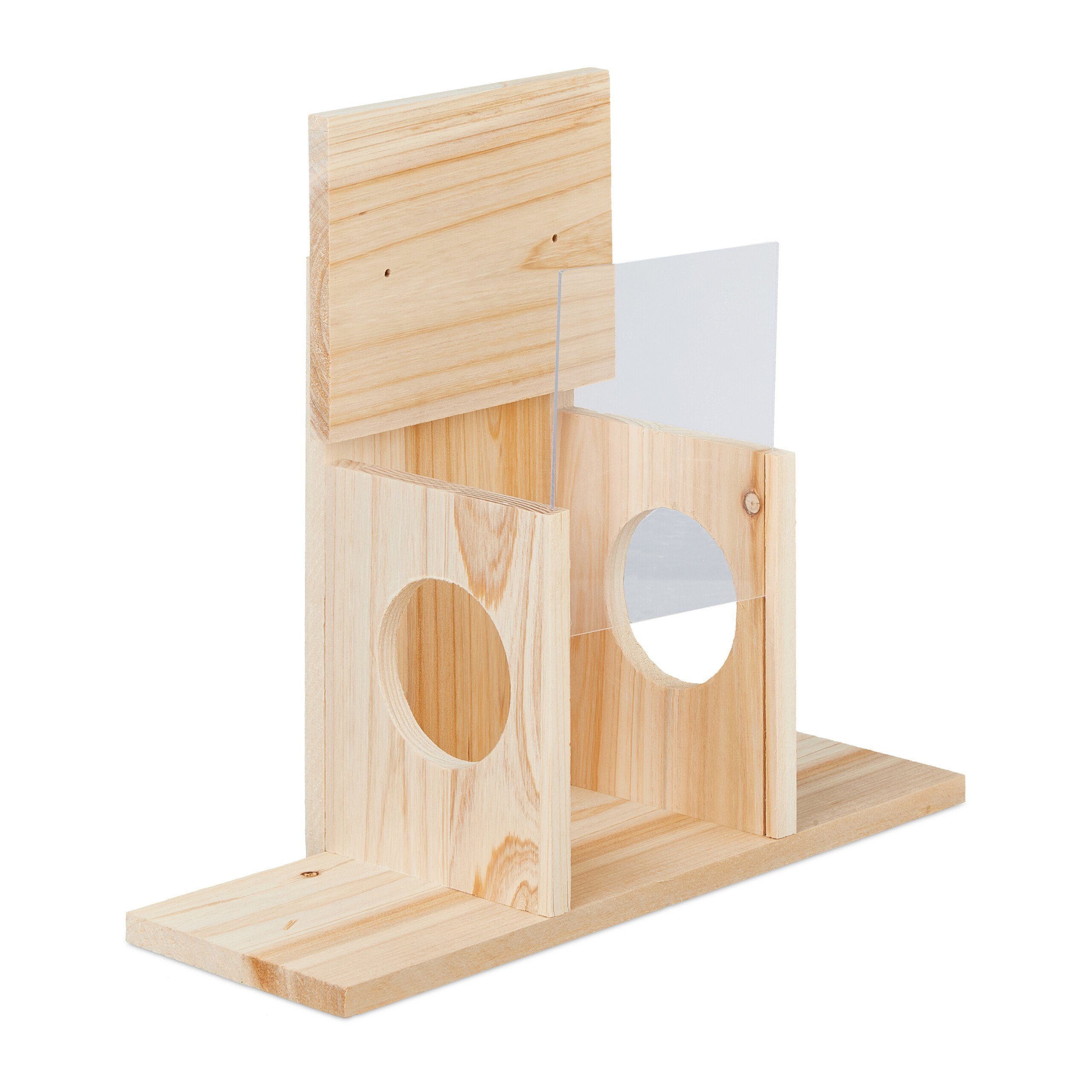 MrHN Eichhörnchenhaus Mit Futterstation – 2-in-1 Aus Kiefernholz, 30,5x20,3x40,6 Cm