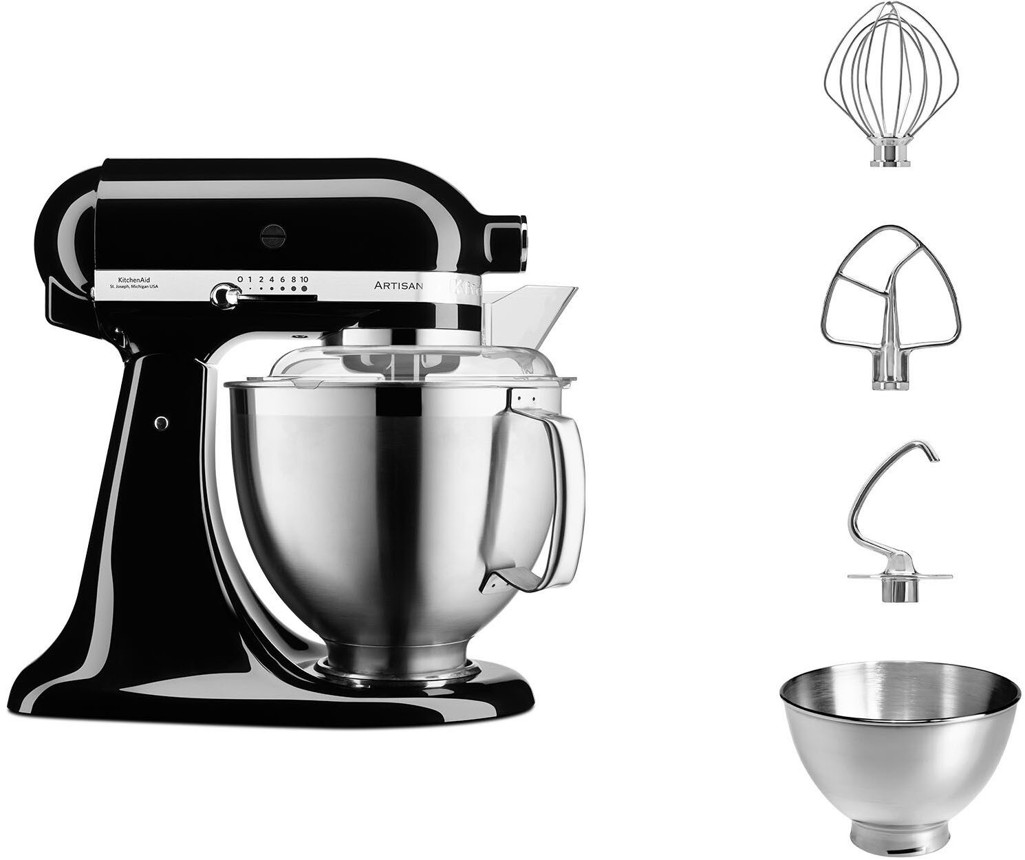 KitchenAid Küchenmaschine 5KSM185PSEOB Onyx Black, 300 W, 4,8 l Schüssel