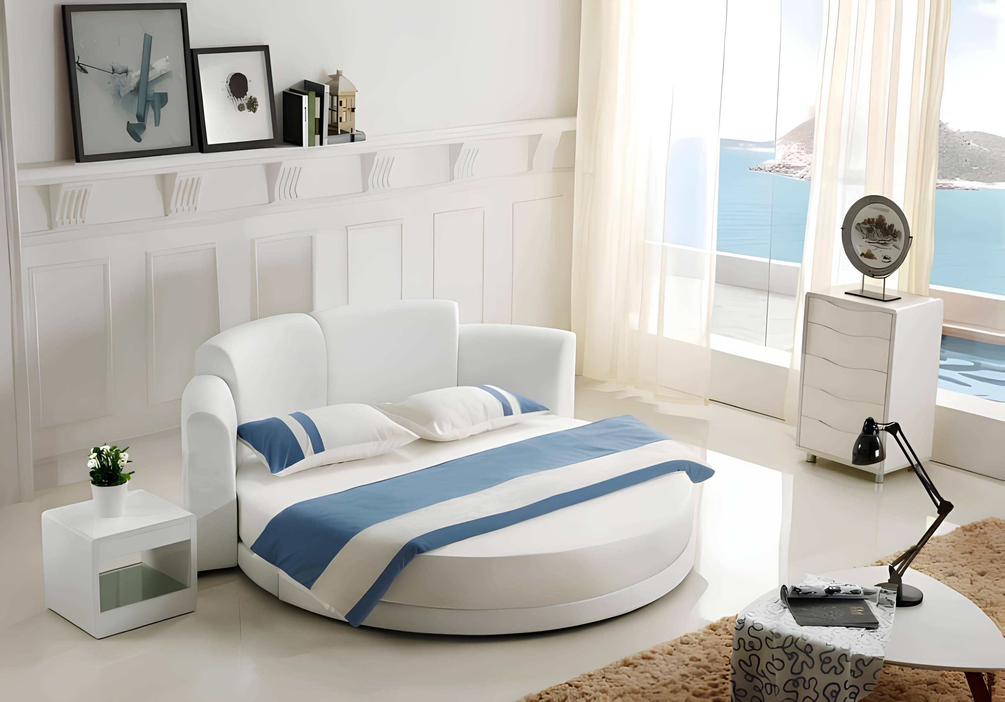 JVmoebel Rundbett Rundes Bett LED Licht Moderne Schlafzimmer 180x200 Круглые кровати Кровати (Bett), Made in Europa