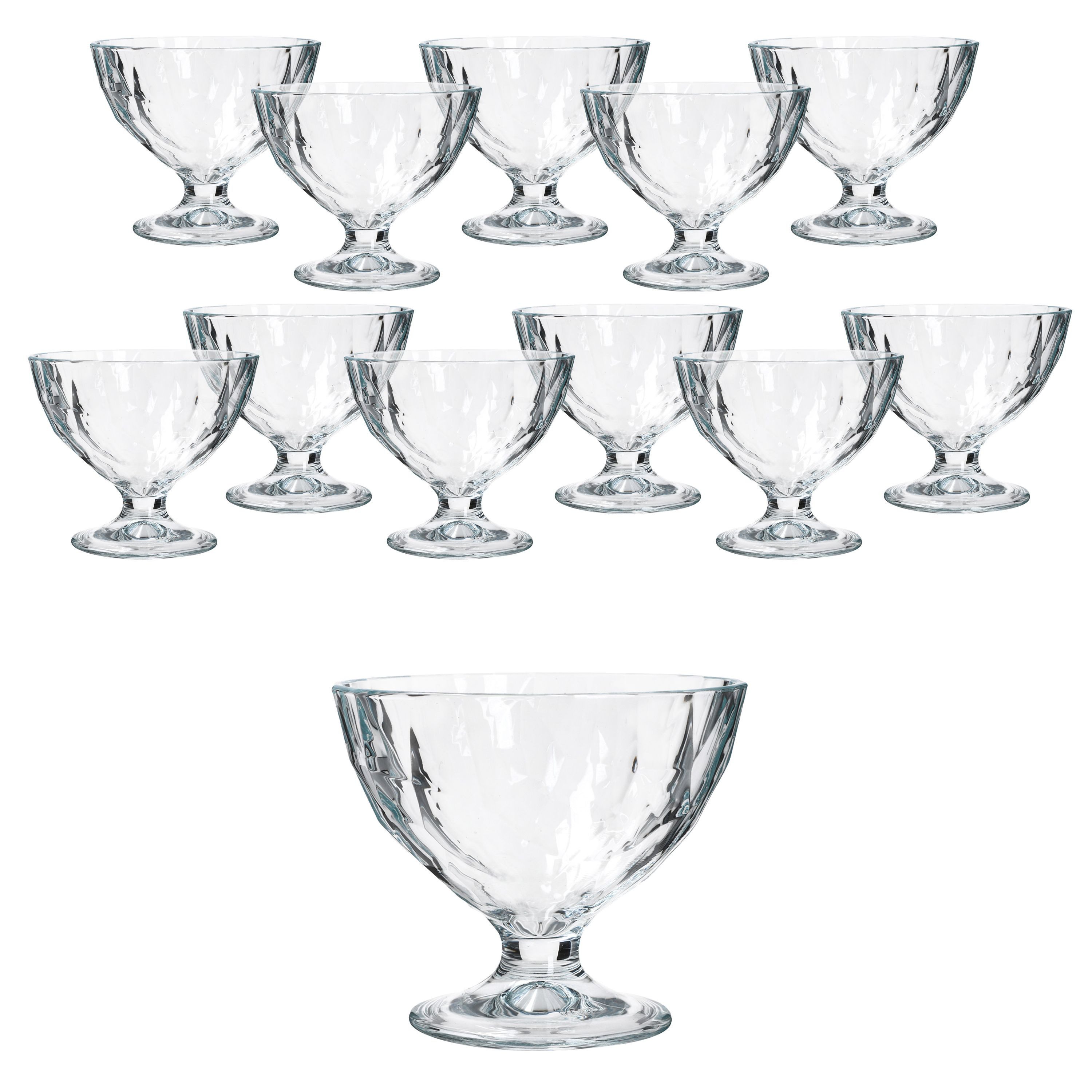 MamboCat Eisschale 12x DIAMOND Eisbecher mit Fuß 220ml klar bauchige Früchtebecher, Glas