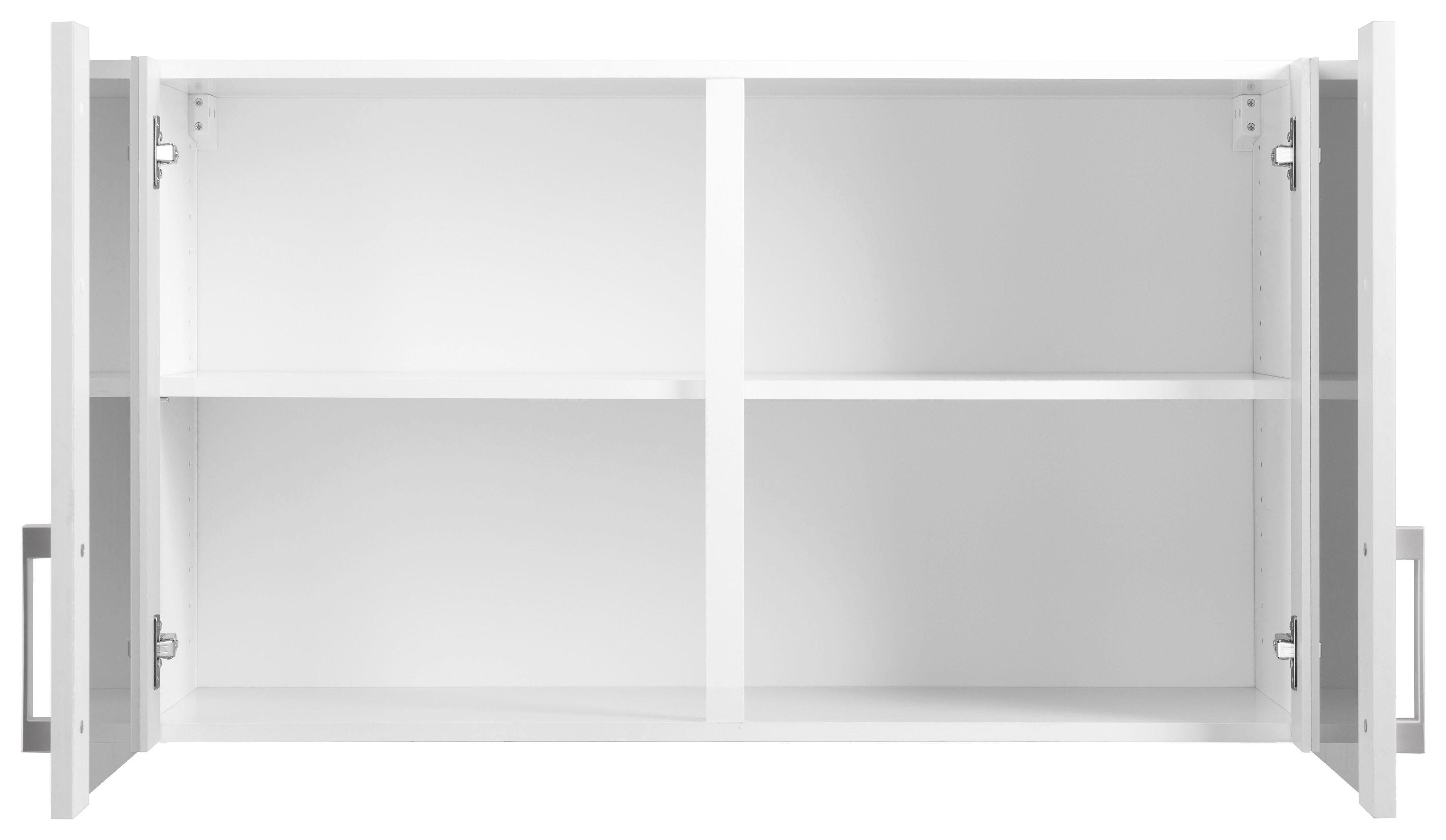 Odense Grauglaseinsatz 100 mit Hängeschrank weiß/weiß-Milchglas weiß breit, mit | cm Türen OPTIFIT 2