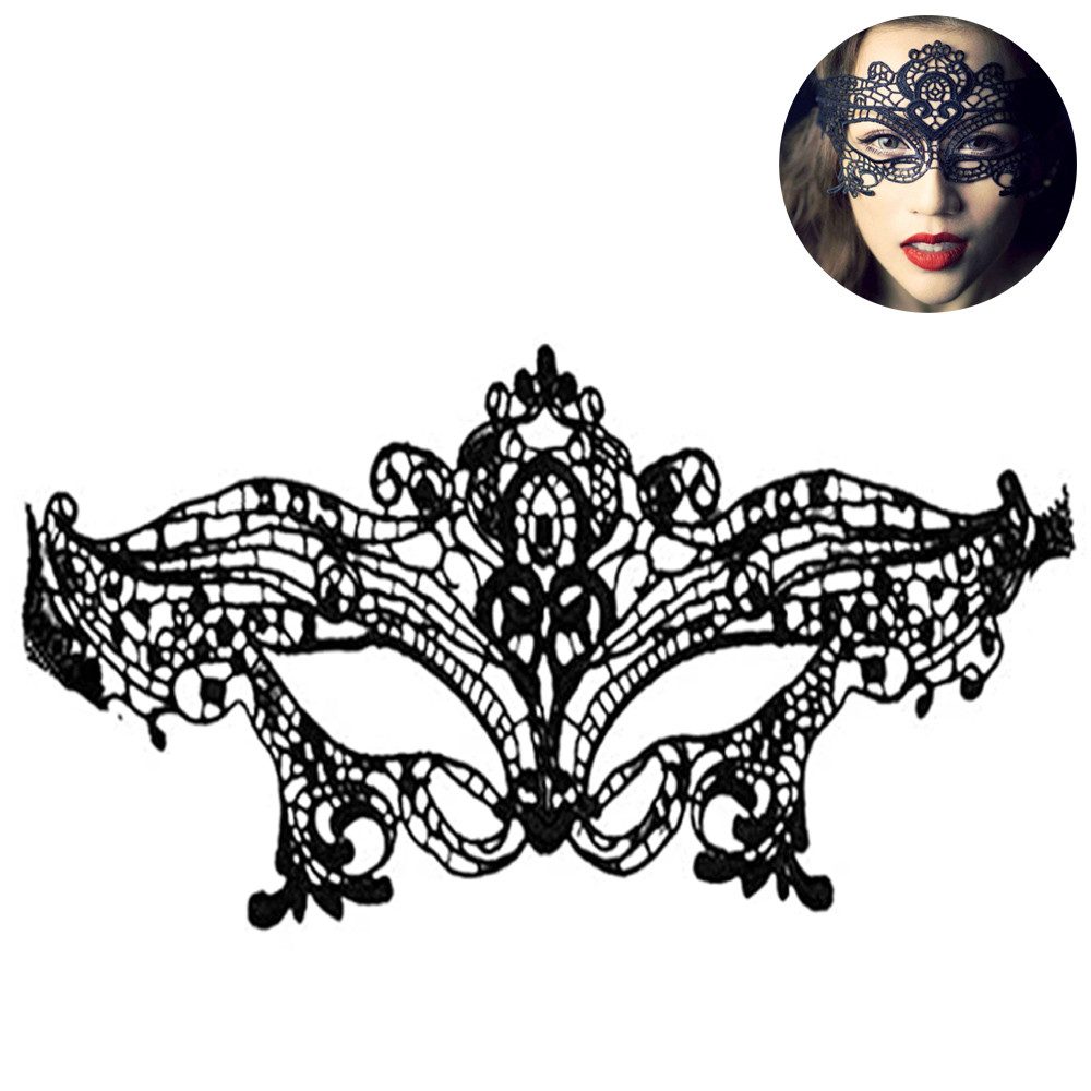 Houhence Verkleidungsmaske Spitze Maske, Venezianische Maske Spitze, Schwarz Sexy Lace Augenmaske