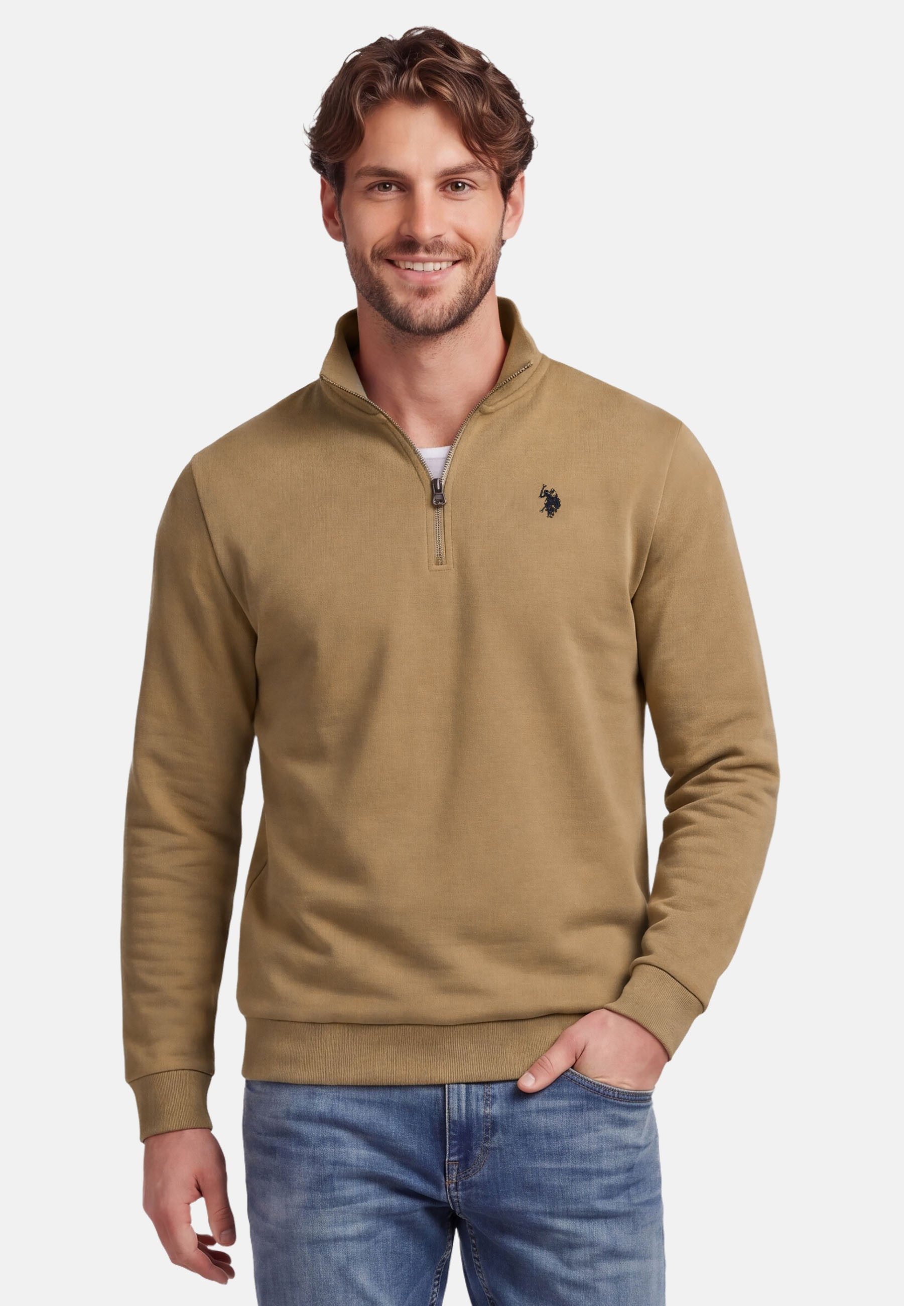 Stehkragenpullover USNiico – Herren Half-Zip Pullover mit Logo-Stickerei