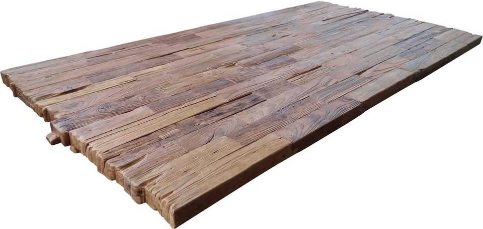 SIT Esstisch, Platte mit Bruchkante aus recyceltem Holz