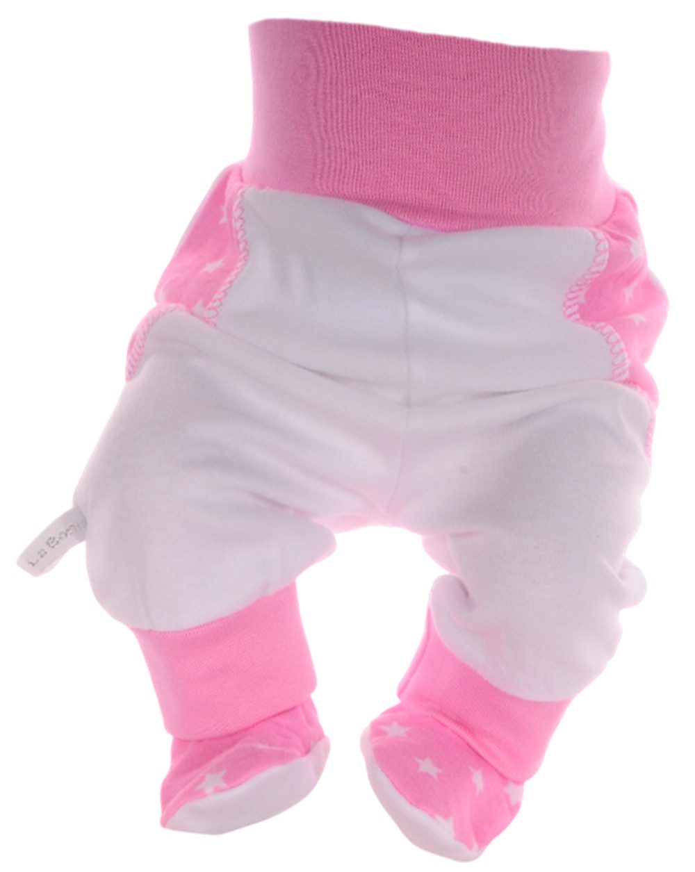 La Bortini Schlupfhose Baby Hose mit Fuß Babyhose mit Sternchen rosa Erstlingshose aus Baumwolle, 44 50 56 62 68 74 80 86, mit Füßchen
