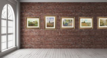 artissimo Bild mit Rahmen Monet Bild mit Barock-Rahmen / Poster gerahmt 63x53cm / Wandbild, Claude Monet: Coquelicots / Mohnfeld