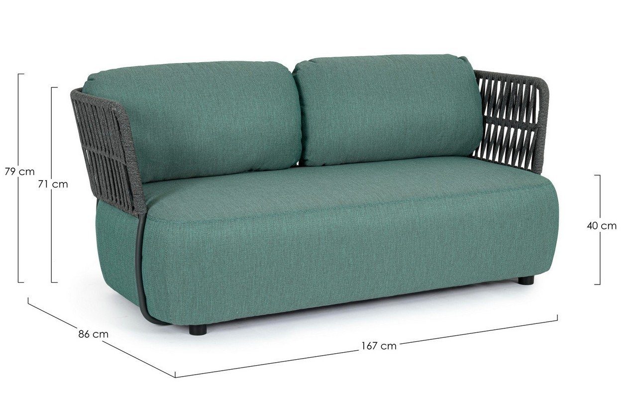 Sofa Sofa Couch 167x86x79cm Palmer Aluminium Grün Sofa Natur24
