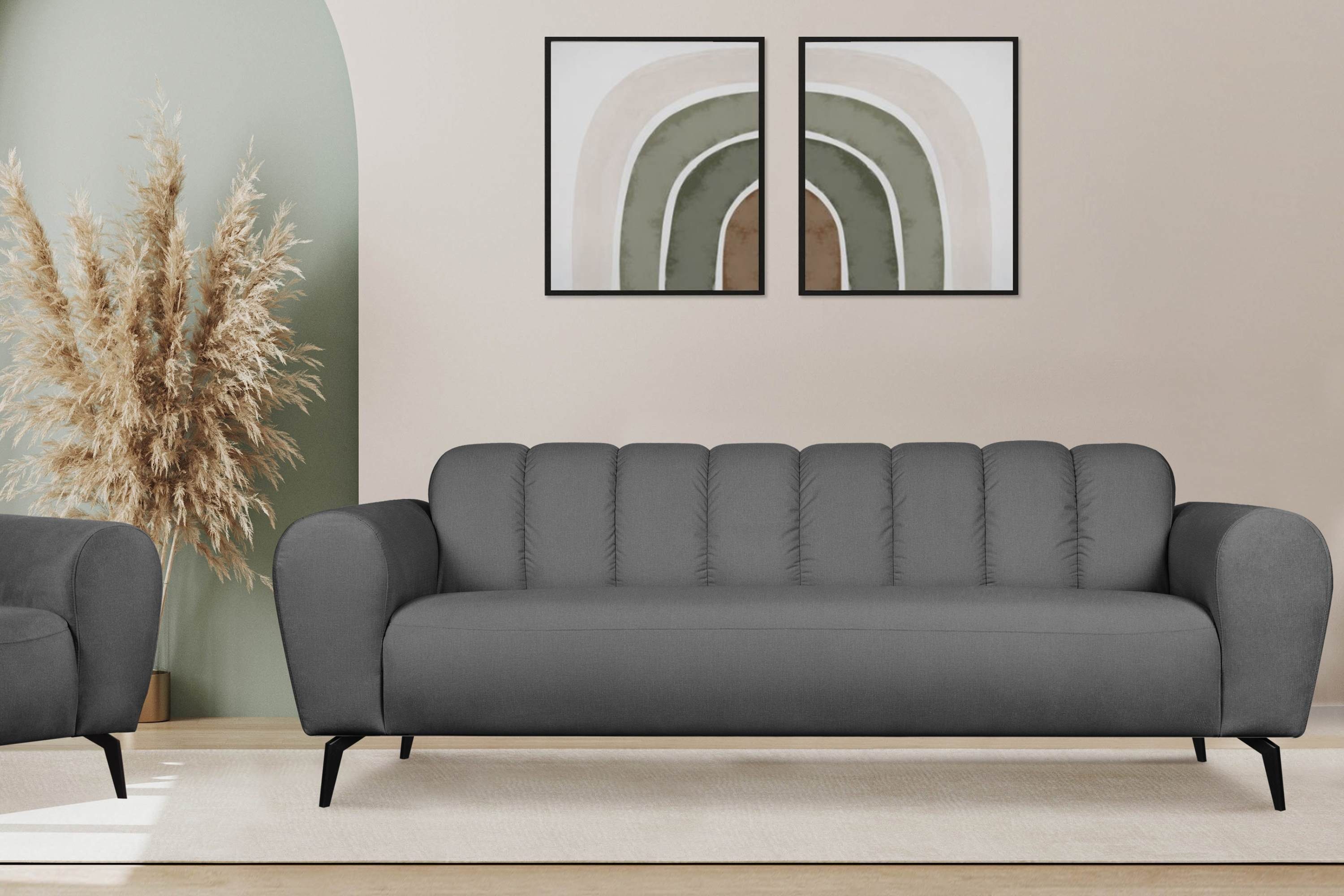 modernes Sitzer, Eigenschaften Konsimo Gewebe 3 RUBERO hellgrau wasserabweisenden Design, Sofa | hellgrau mit Sofa