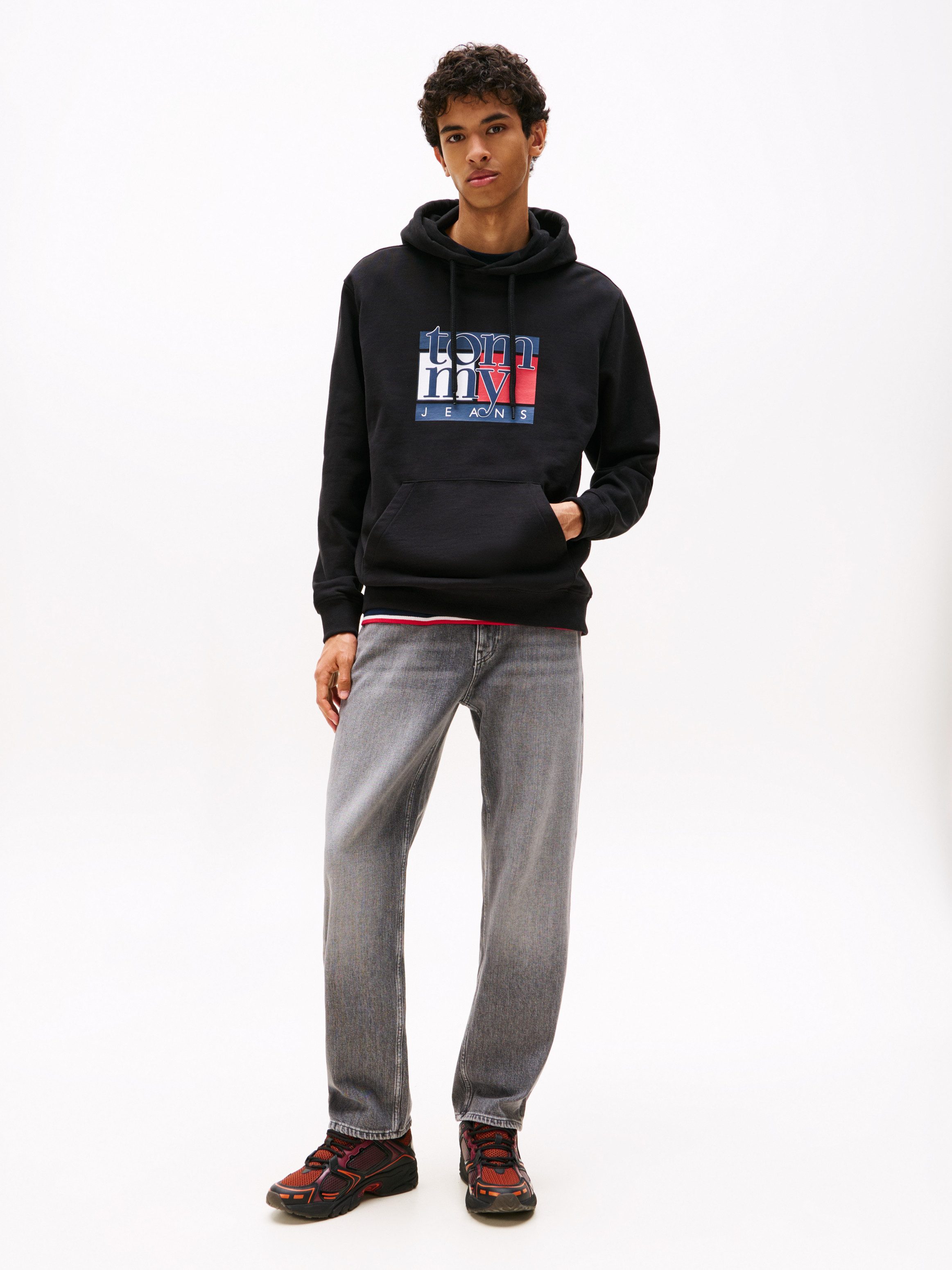 Tommy Jeans Hoodie TJM RWB FLAG Regular Fit, Sweatshirt, mehrfarbiger Print