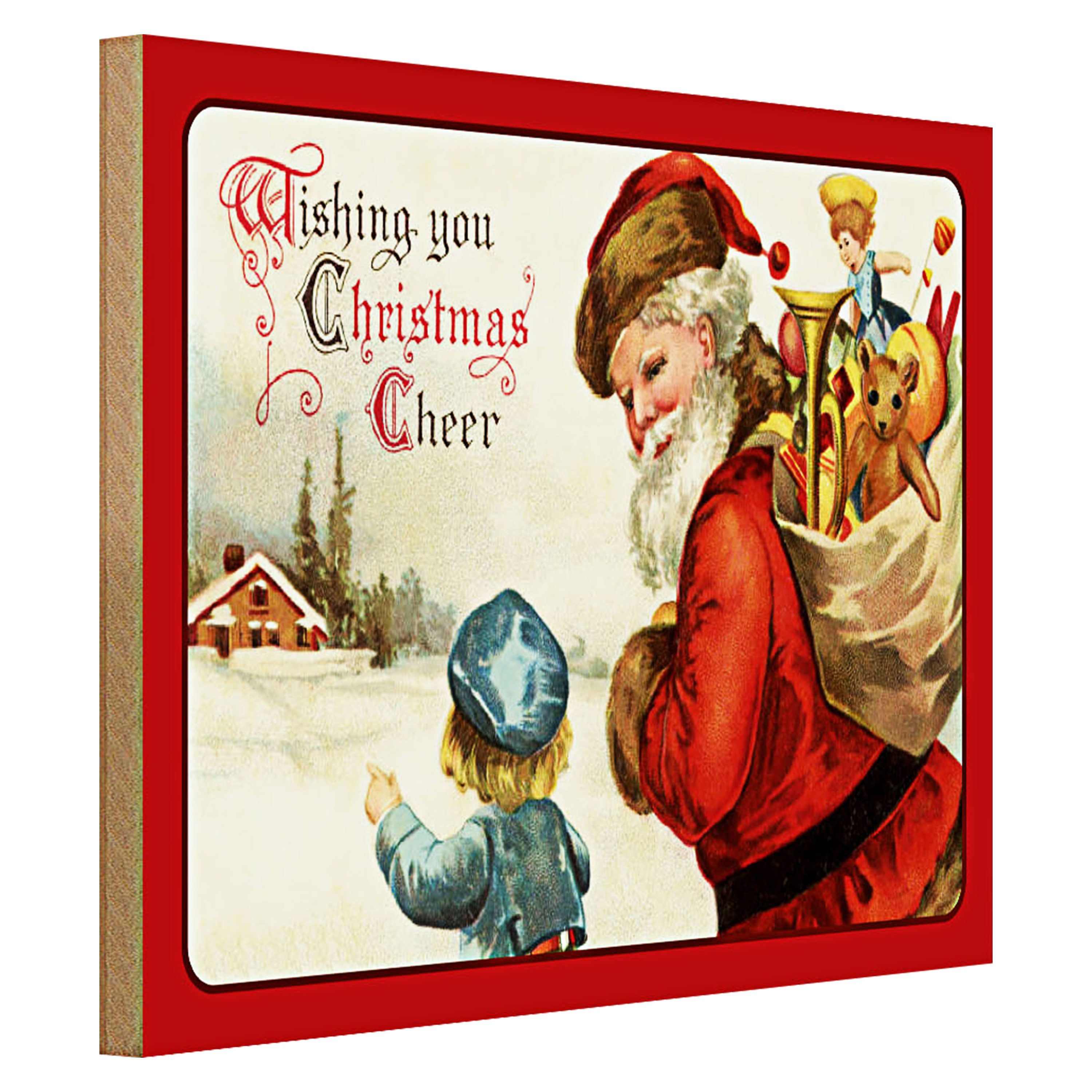 Roomando Holzbild Weihnachtsmann Santa Claus Christmas 40x30cm