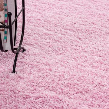 Teppich Unicolor - Einfarbig, Teppium, Rund, Höhe: 30 mm, Teppich Wohnzimmer Shaggy Einfarbig Pink Modern Flauschig Weiche