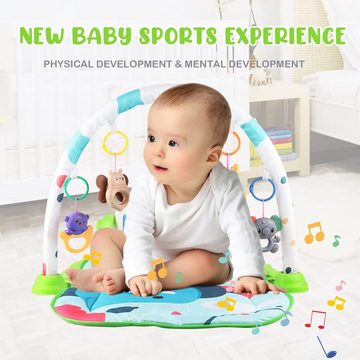 Jioson Spielbogen Baby Spieldecke Krabbeldecke Baby Gym mit Spielbogen und 5 Spielwaren, (Spieldecke mit Lichter und Musik für die frühe Entwicklung von Babys, 1-tlg), Krabbeldecke für Babys ab 0-36 Monaten