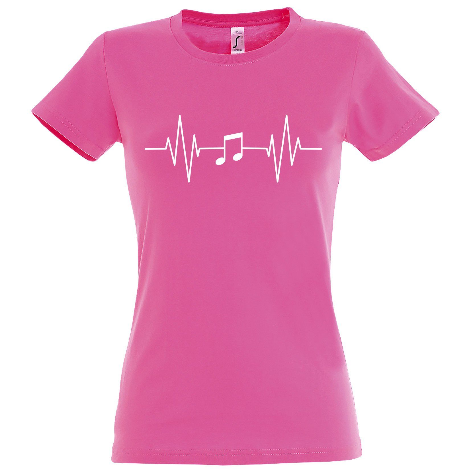 Youth Designz T-Shirt Heartbeat Musik Note Damen Shirt mit Music Frontprint Rosa