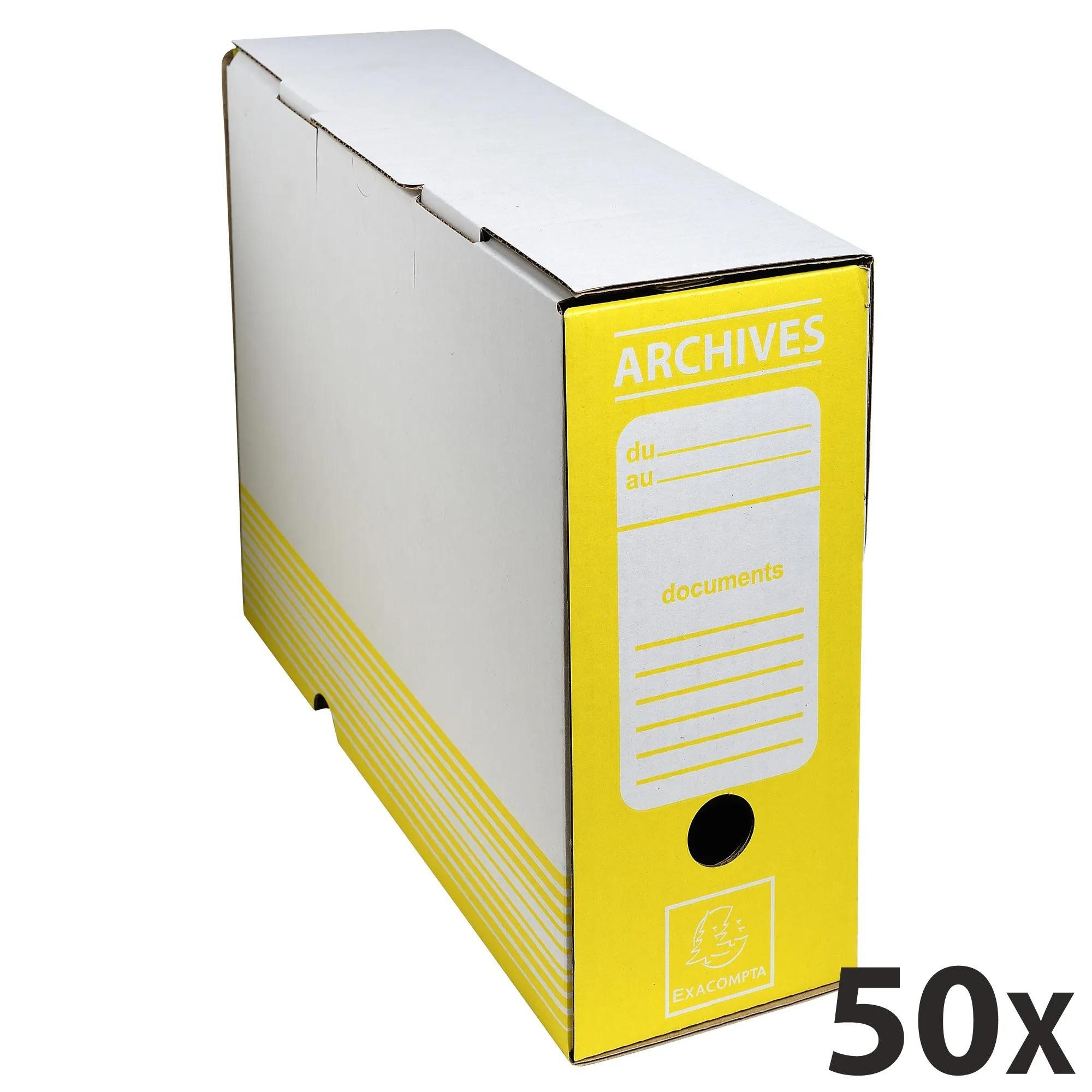 EXACOMPTA Archivcontainer 50x Ablagebox aus Wellpappe Rücken 100mm, DIN A4 - Gelb - 261006H, Boxen Archivbox