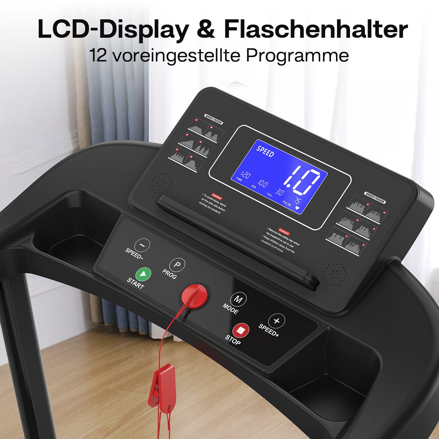 ANYSUN Laufband Laufband für Senioren,faltbares Laufband für Zuhause mit Handläufen (Großes LED-Display für ältere Menschen, Laufband für Senioren), Fitness-Trainingsgerät für ältere Menschen mit Herzfrequenzmesser